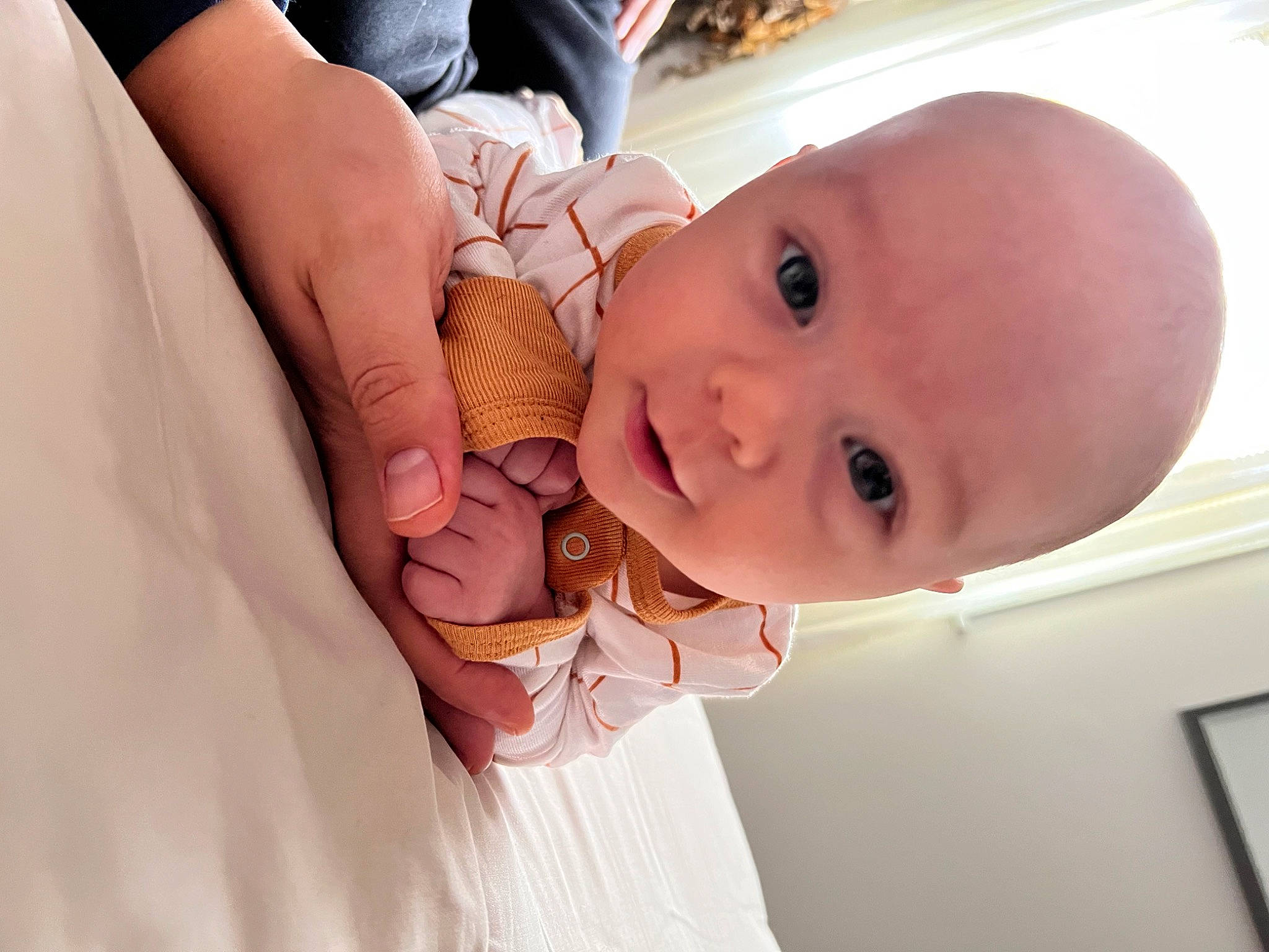 Marshall joined the competition — help win amazing prizes! baby, baby_products, baby_toddler_clothing, cheek, child, dress, finger, gesture, hand, happy, human_body, leg, lip, nail, nose, person, skin, smile, stomach, thumb