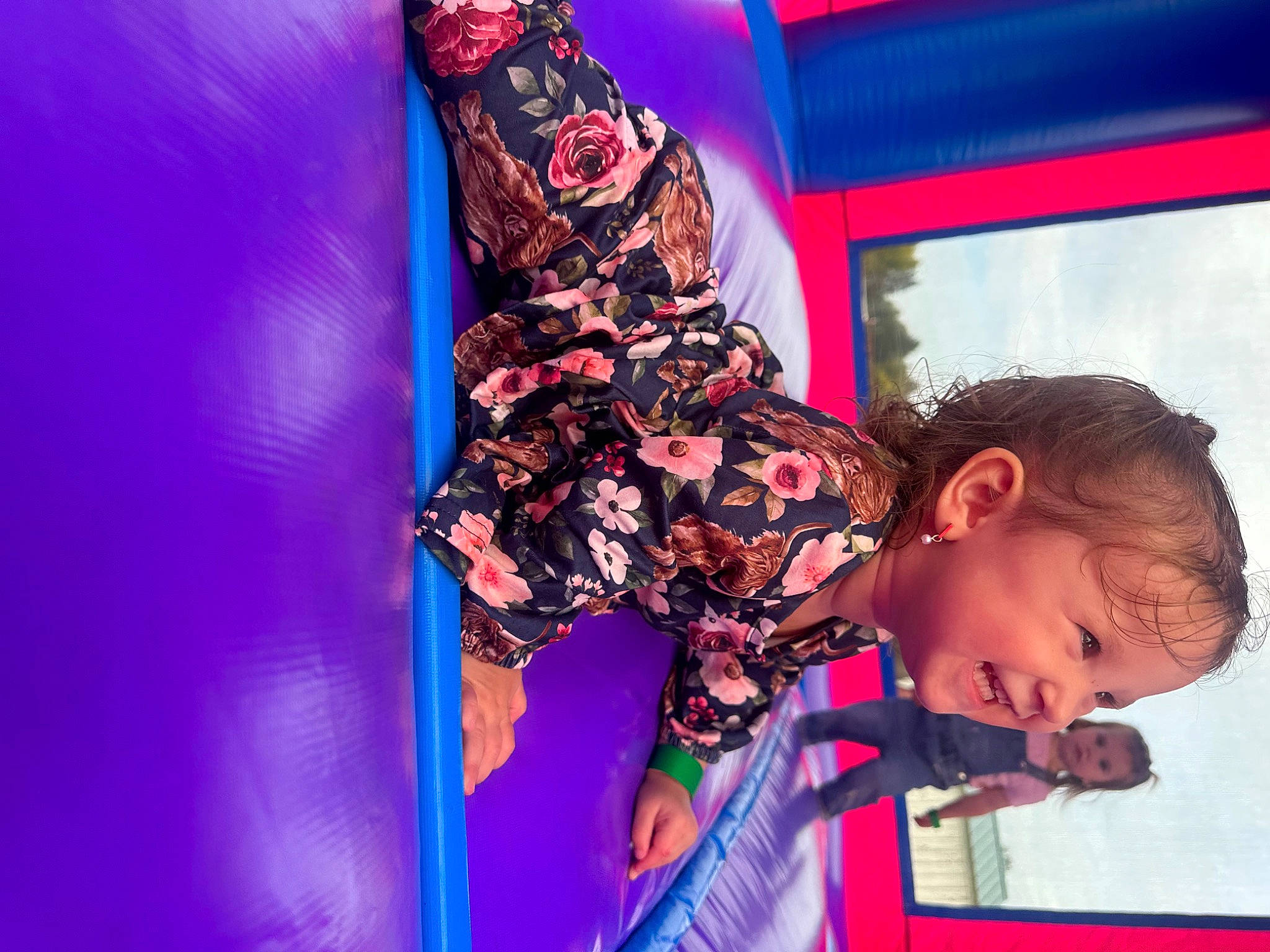 Amayah is registered to the contest to win money with this photo: baby, blue, blurred, child, electric_blue, entertainment, event, fun, happy, leisure, magenta, outdoor_play_equipment, person, pink, purple, recreation, room, toddler, tree, vacation