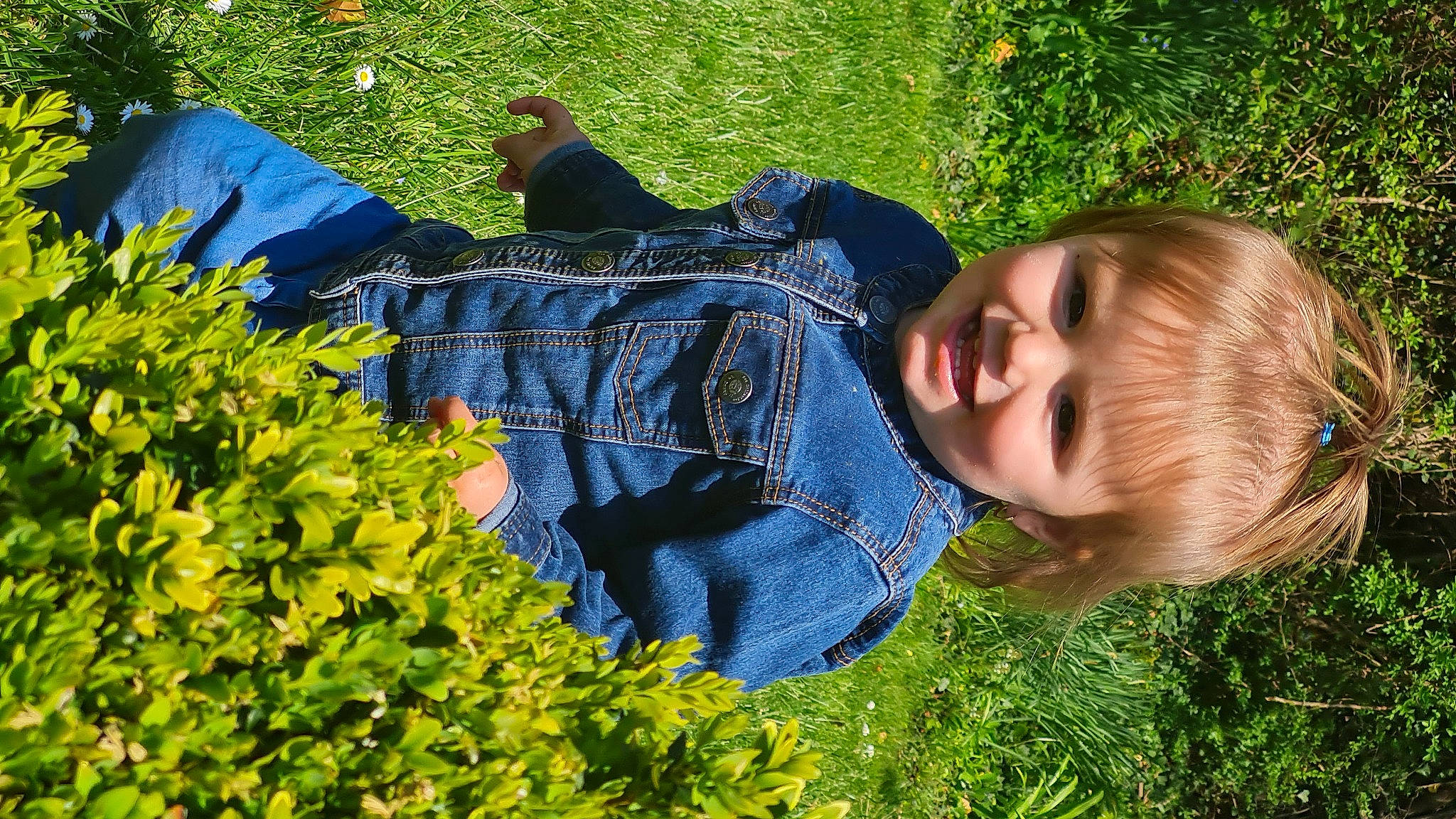 Alya a rejoint le concours — aidez-le/la à gagner de superbes lots ! agriculture, baby_toddler_clothing, botany, electric_blue, grass, grass_family, grassland, groundcover, happy, leaf, meadow, nature, people_in_nature, person, plant, shrub, smile, summer, toddler, tree