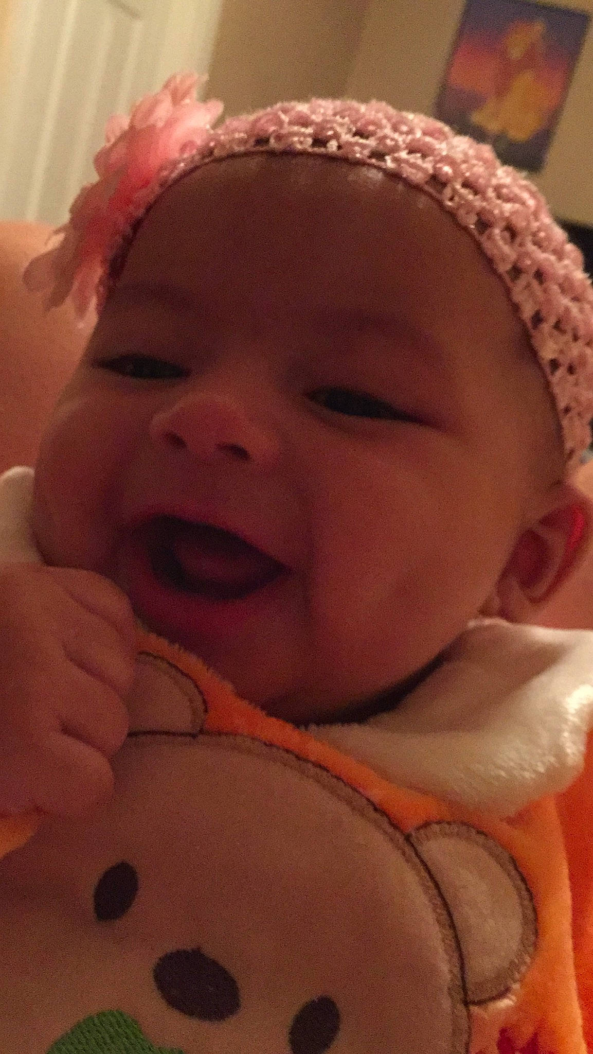 Monique joined the competition — help win amazing prizes! baby, cheek, child, chin, close_up, eye, eyebrow, face, facial_expression, forehead, head, lip, mouth, nose, person, pink, skin, smile, toddler, tongue