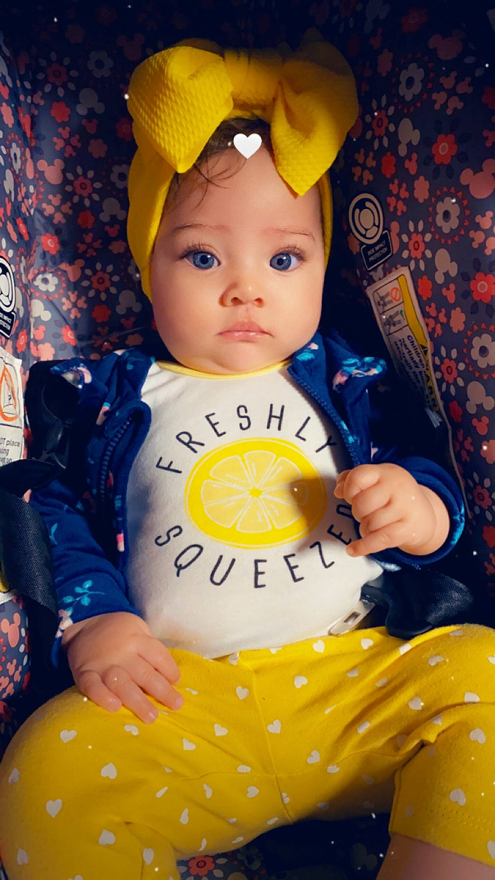 Aviana joined the competition — help win amazing prizes! baby, baby_products, baby_toddler_clothing, cap, cheek, child, clock, costume_hat, doll, electric_blue, face, fashion_accessory, fun, happy, hat, headgear, headwear, orange, person, skin