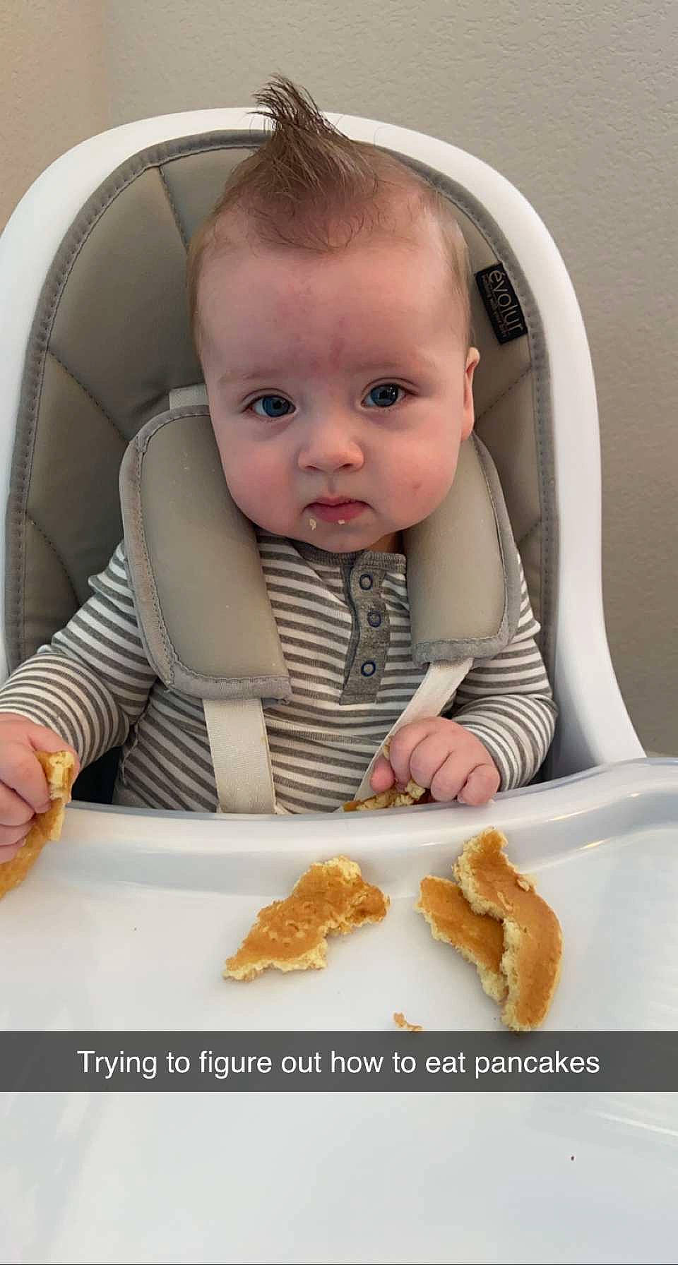Desmond joined the competition — help win amazing prizes! baby, baby_toddler_clothing, baked_goods, chair, cheek, child, comfort, cuisine, dish, food, food_craving, ingredient, iris, mouth, nose, person, product, skin, sleeve, tableware