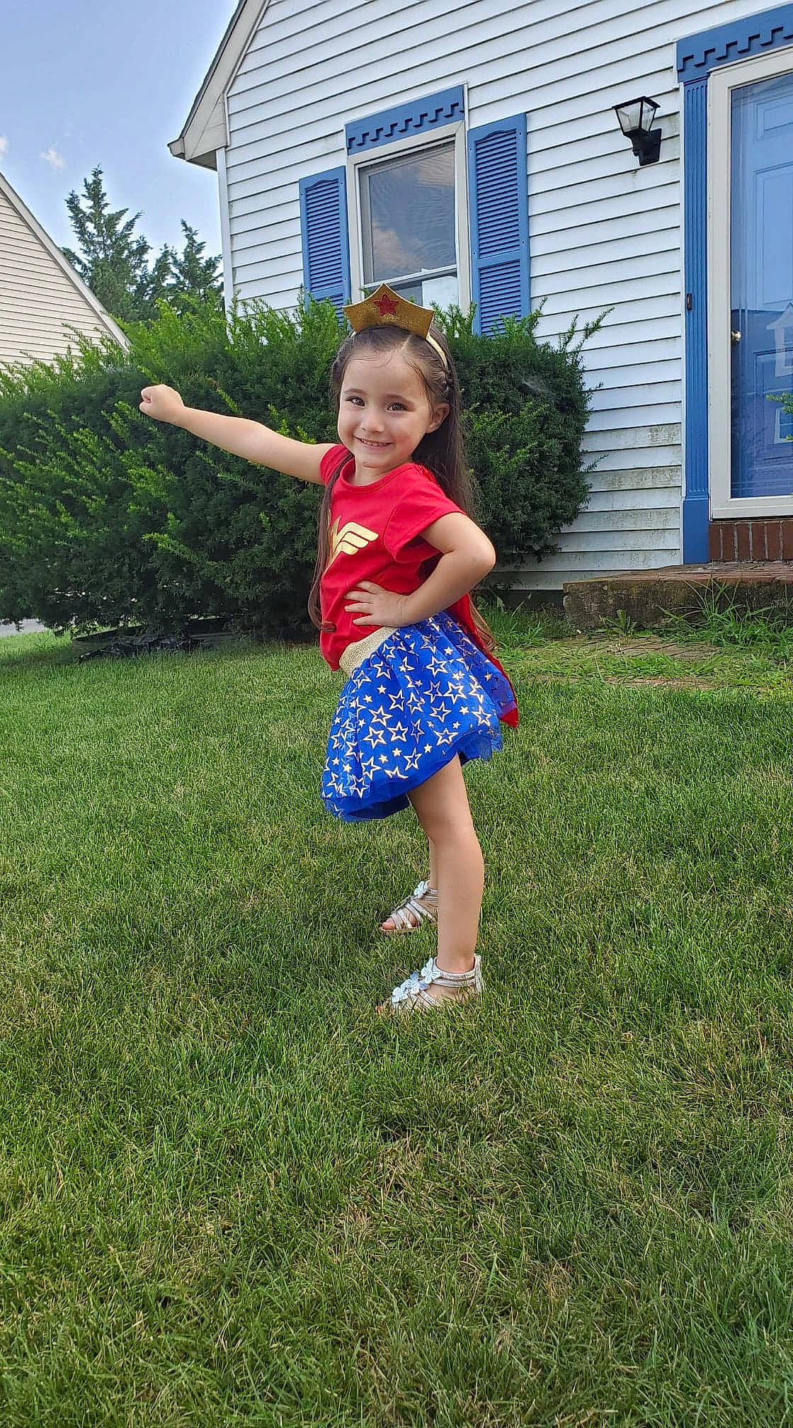 Hadassah is registered to the contest to win money with this photo: backyard, child, fun, garden, grass, grass_family, joy, lawn, person, plant, play, summer, tree, vacation, yard