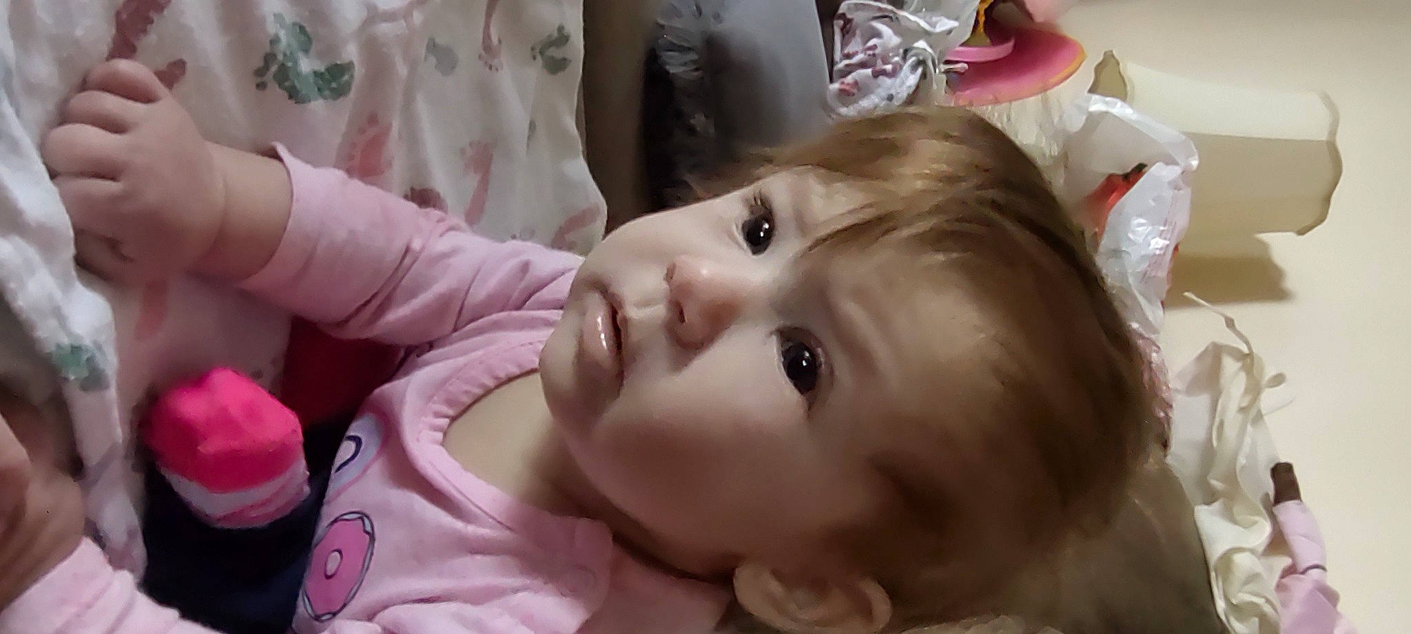 Haisley is registered to the contest to win money with this photo: baby, baby_products, baby_toddler_clothing, cheek, child, ear, eyelash, happy, human_body, iris, no_expression, nose, person, pink, portrait_photography, skin, toddler