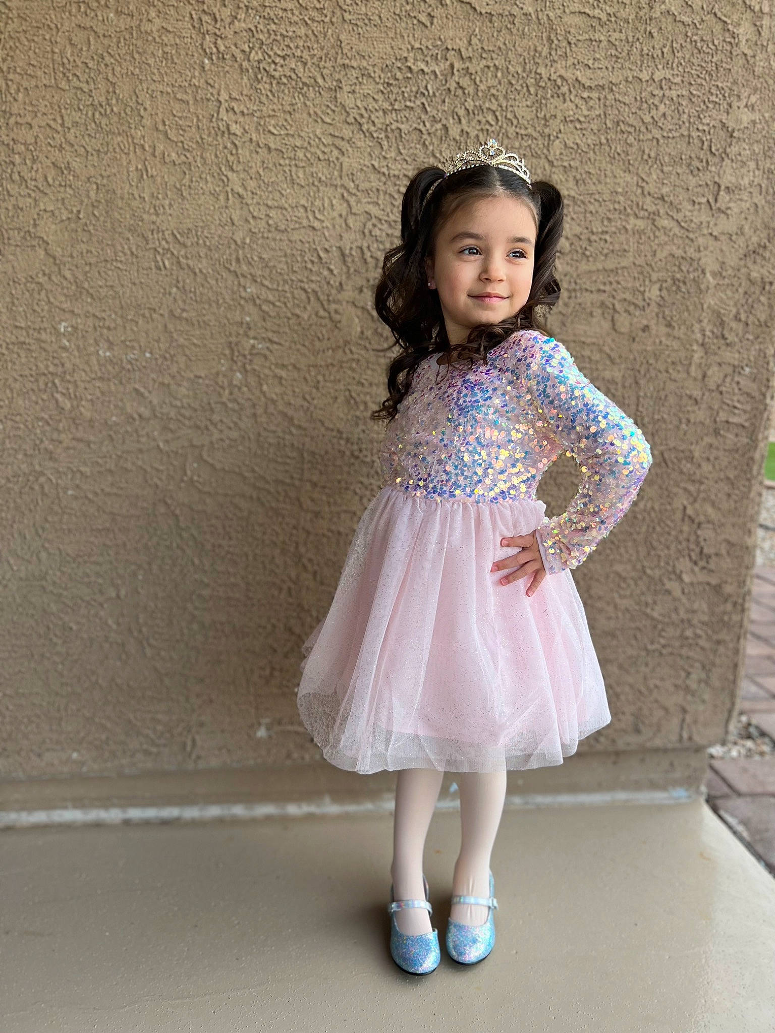 Iliana joined the competition — help win amazing prizes! baby_toddler_clothing, day_dress, dress, embellishment, face, fashion_design, formal_wear, hair, hairstyle, happy, human_body, joy, leg, magenta, one_piece_garment, person, skin, sleeve, smile, standing