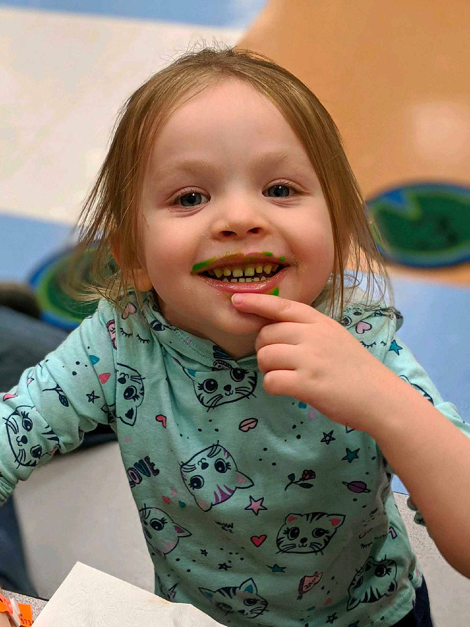 Averie joined the competition — help win amazing prizes! child, eating, face, facial_expression, food, fun, happy, joy, mouth, nose, person, smile, toddler, tooth, vacation