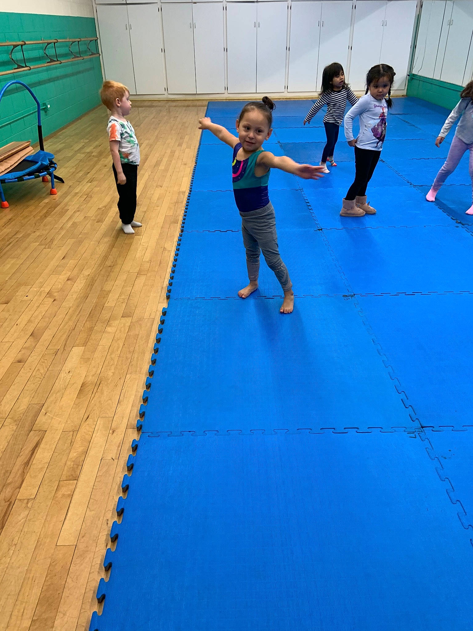 Mia joined the competition — help win amazing prizes! blue, child, competition_event, floor, flooring, individual_sports, leisure, mat, person, play, sports, training