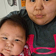 Kathleen Ann joined the competition — help win amazing prizes! adult, baby, casual, child, closeup, clothing, expressionless, face, family, gray, hair, indoor, logo, person, portrait, red, selfie, sitting, skin, together