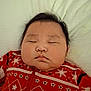 Kathleen Ann joined the competition — help win amazing prizes! baby, child, chubby_cheeks, closed_eyes, cozy, cute, face, head, holiday_outfit, indoors, infant, peaceful, portrait, red_clothing, sleeping, snowflake_pattern, soft_surface, star_pattern, warm, young