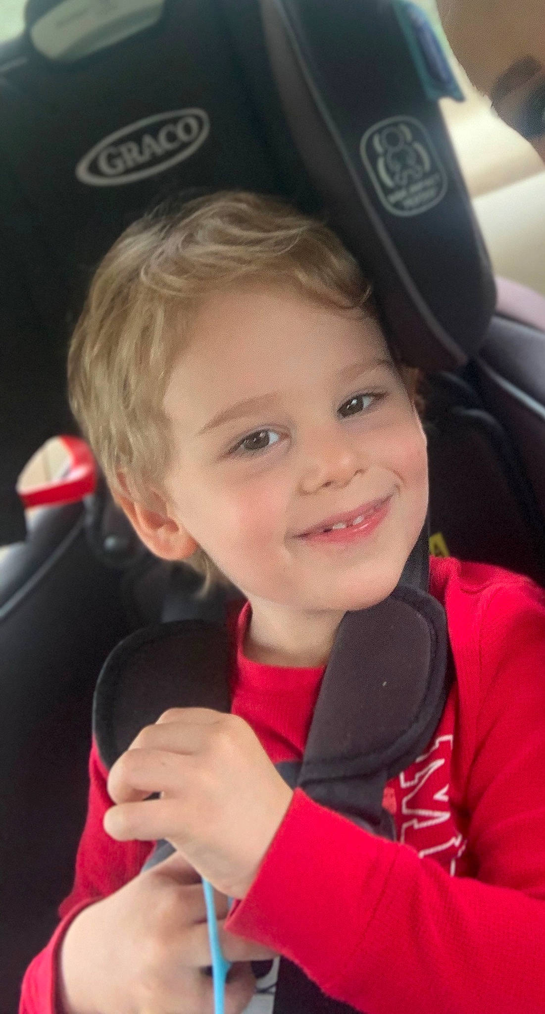 Brantley joined the competition — help win amazing prizes! auto_part, automotive_design, automotive_exterior, baby_carriage, car_seat, child, electric_blue, family_car, fun, gesture, happy, joy, luxury_vehicle, motor_vehicle, person, personal_luxury_car, personal_protective_equipment, smile, steering_wheel, thumb