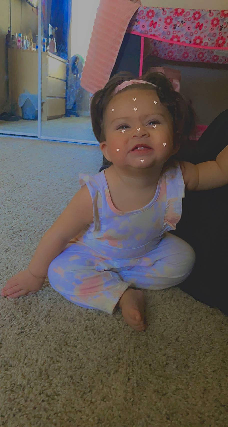 Evah joined the competition — help win amazing prizes! baby, baby_toddler_clothing, barefoot, black_hair, cheek, chest, elbow, flooring, foot, fun, happy, iris, leg, neck, nose, person, t_shirt, thigh, thumb, toddler