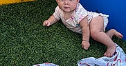 Eris joined the competition — help win amazing prizes! baby, child, crawling, onesie, playground, artificial_grass, blanket, footprints, colorful, yellow, blue, circular_windows, indoor_play_area, infant, cute, toddler, person, young_child, playtime, soft_surface