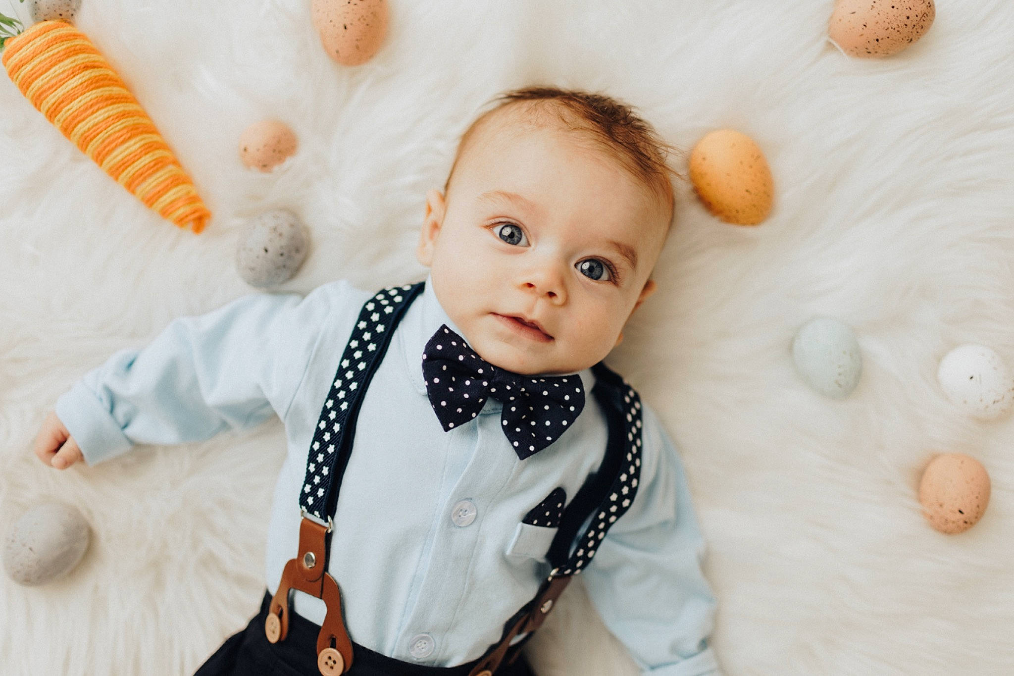 Kamdyn joined the competition — help win amazing prizes! baby, baby_toddler_clothing, bow_tie, cheek, child, collar, dress_shirt, eye, face, happy, head, iris, orange, people, person, product, skin, sleeve, toddler, toy