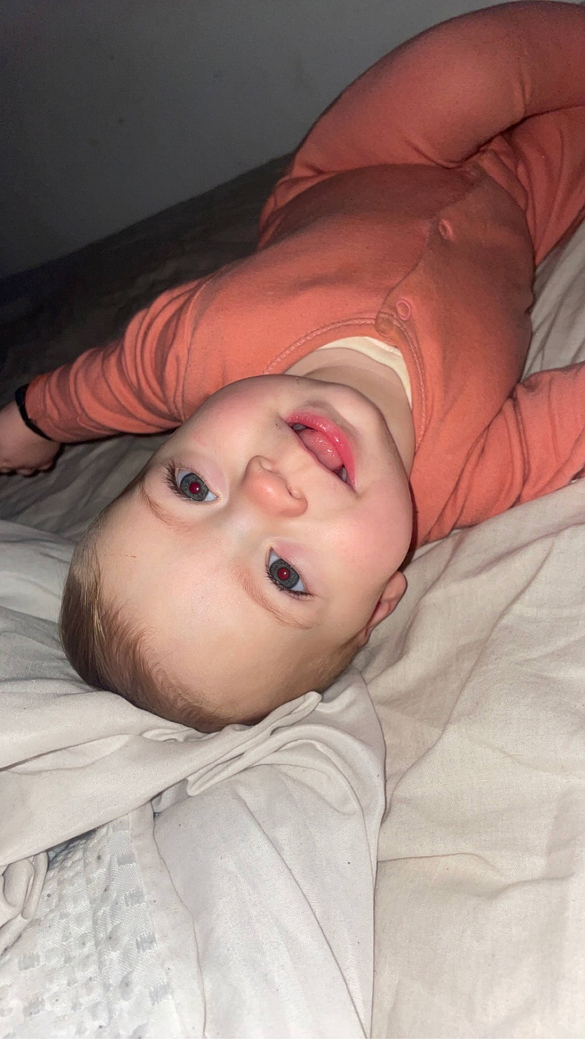 Darcy is registered to the contest to win money with this photo: baby, baby_toddler_clothing, cheek, child, chin, comfort, eyebrow, eyelash, flash_photography, forehead, fun, head, iris, lip, mouth, neck, nose, person, skin, sleeve