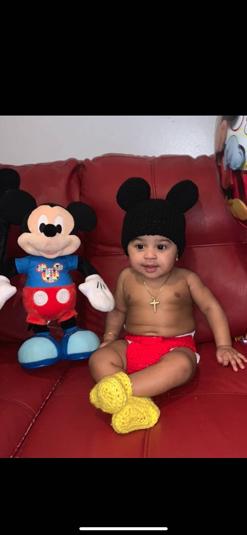 Brandon Jr joined the competition — help win amazing prizes! baby_toys, beanie, cap, child, fictional_character, headwear, leg, person, play, plush, stuffed_toy, teddy_bear, textile, toddler, toy