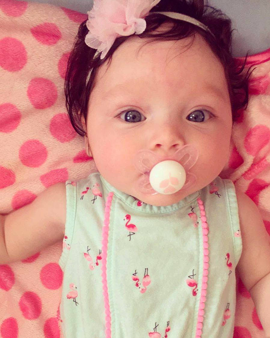 Aleah joined the competition — help win amazing prizes! cheek, child, ear, eye, face, girl, hair_accessory, head, human_hair_color, infant, iris, joy, lip, mouth, nose, person, pink, product, skin, smile