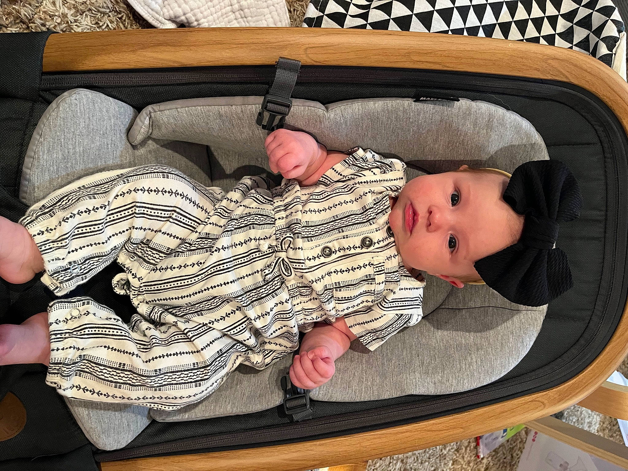 Serena joined the competition — help win amazing prizes! baby, baby_carriage, baby_products, baby_safety, baby_toddler_clothing, child, comfort, foot, headwear, human_leg, infant_bed, lap, linens, nap, pattern, person, sitting, toddler, wood, wrist