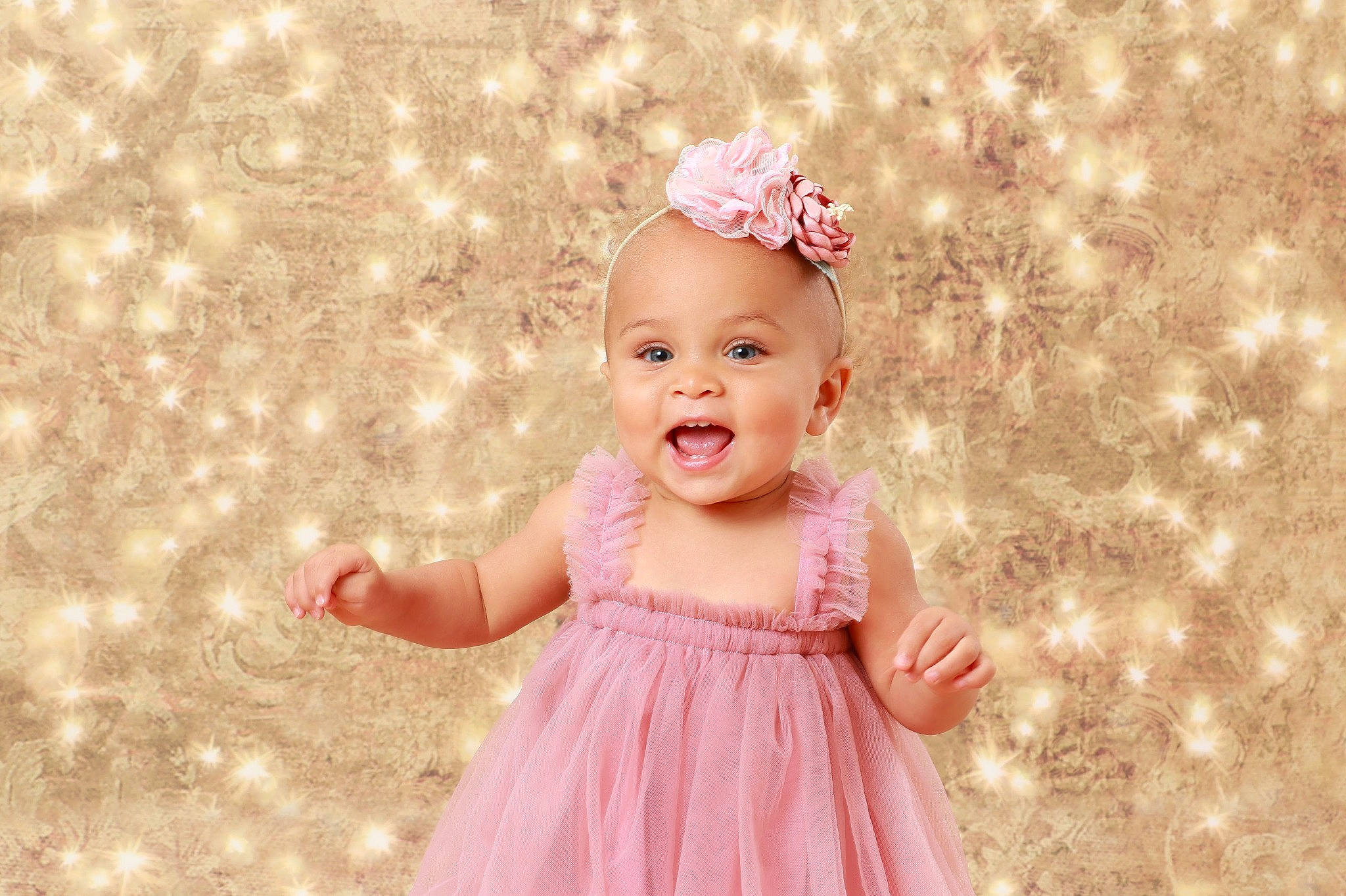 Emilah is registered to the contest to win money with this photo: baby, baby_toddler_clothing, child, clothing, day_dress, dress, fun, grass, happy, headgear, magenta, one_piece_garment, pattern, people_in_nature, person, pink, skin, sleeve, smile, textile