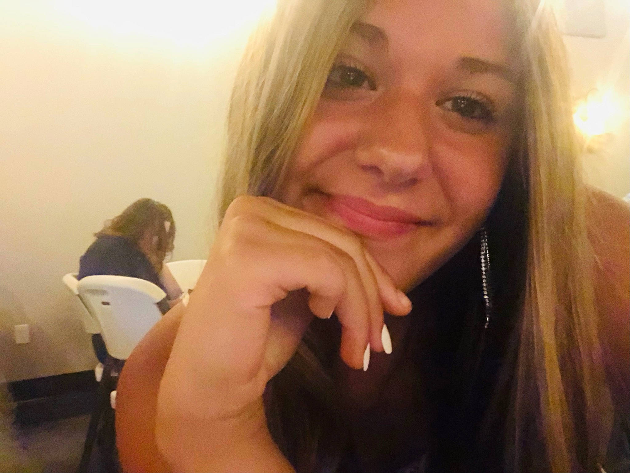 Brookelynn joined the competition — help win amazing prizes! chair, cheek, ear, eyebrow, eyelash, finger, forehead, fun, gesture, happy, jaw, joy, layered_hair, lip, long_hair, mouth, nail, nose, person, skin