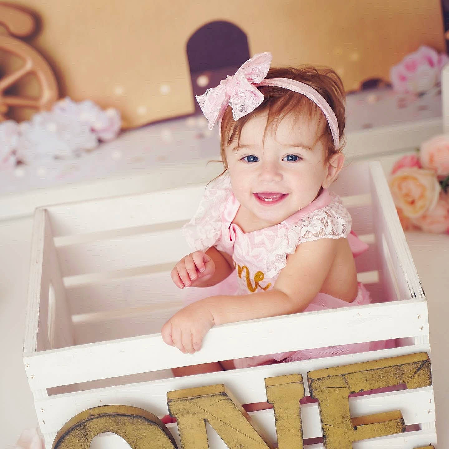 Lily joined the competition — help win amazing prizes! baby, baby_toddler_clothing, cheek, child, dress, eye, finger, happy, joy, peach, person, photograph, pink, product, room, skin, sleeve, smile, thumb, toddler