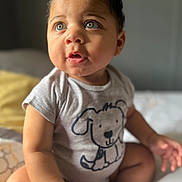 Michael joined the competition — help win amazing prizes! baby, child, infant, onesie, cute, face, eyes, green_eyes, sitting, indoors, soft_light, curious, chubby_cheeks, hand, portrait, person, young_child, expression, adorable, clothing