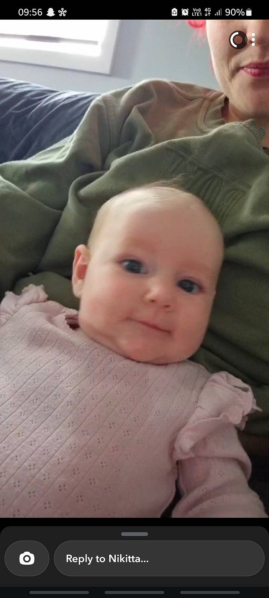 Aurora is registered to the contest to win money with this photo: baby, baby_toddler_clothing, cheek, child, chin, comfort, eyebrow, facial_expression, forehead, hairstyle, happy, iris, lip, mouth, nose, person, skin, sleeve, smile, textile