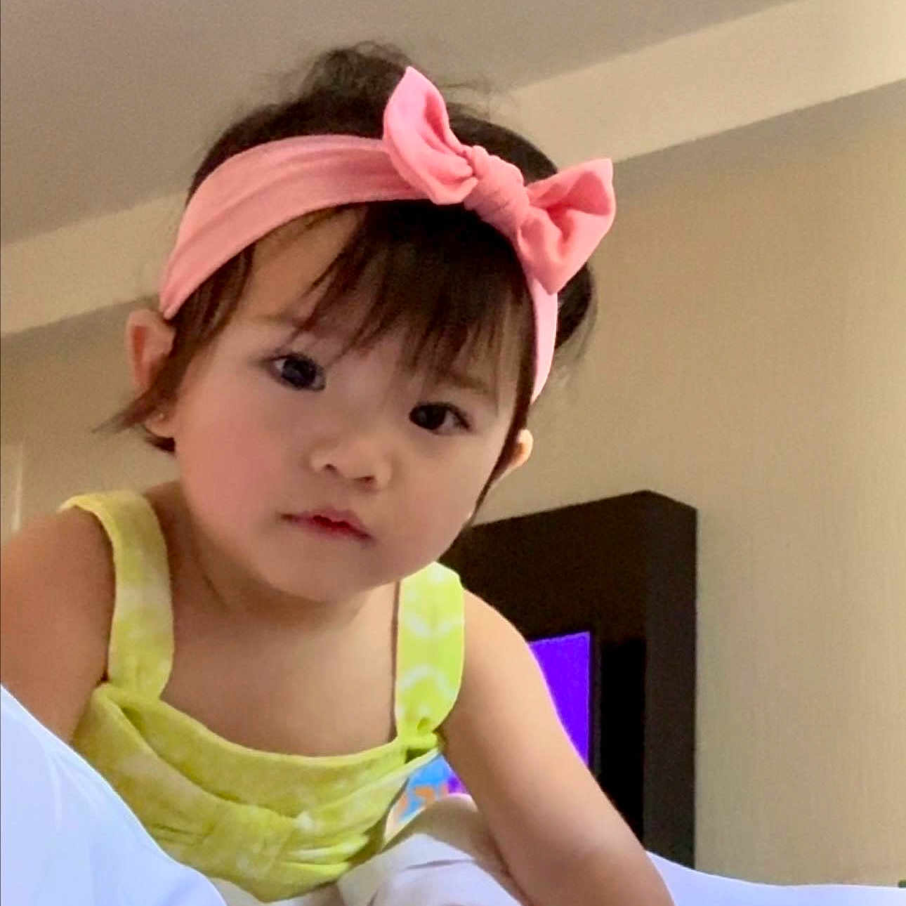 Rene Rafaela joined the competition — help win amazing prizes! accessories, bed, bedroom, bodypart, child, clothing, dress, face, female, furniture, girl, happy, head, headband, indoors, person, photography, portrait, shoulder, smile