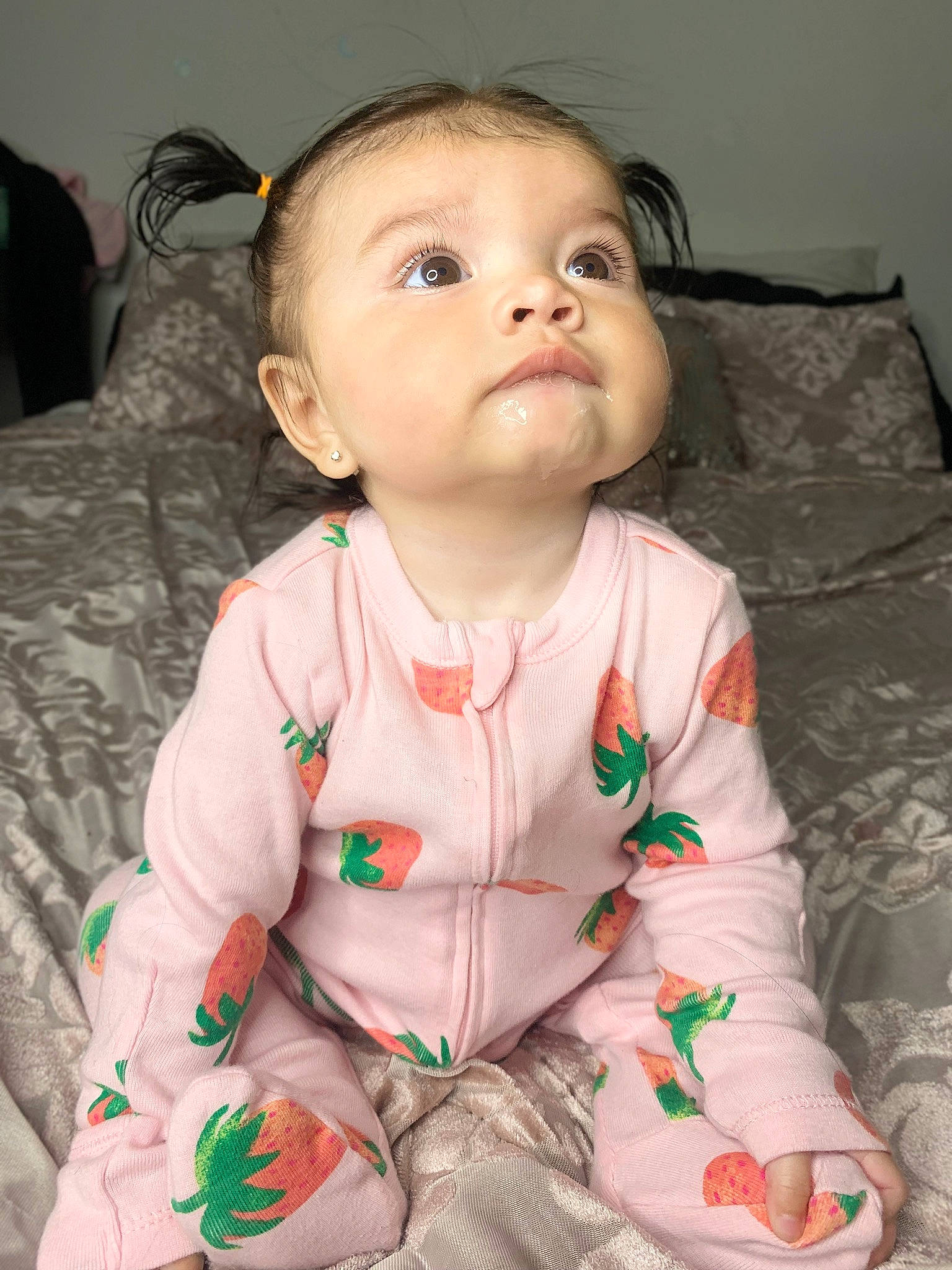 Aria Rose is registered to the contest to win money with this photo: baby, baby_toddler_clothing, cheek, child, comfort, dress, eye, face, finger, happy, head, human_body, iris, lip, nose, person, pink, product, skin, sleeve