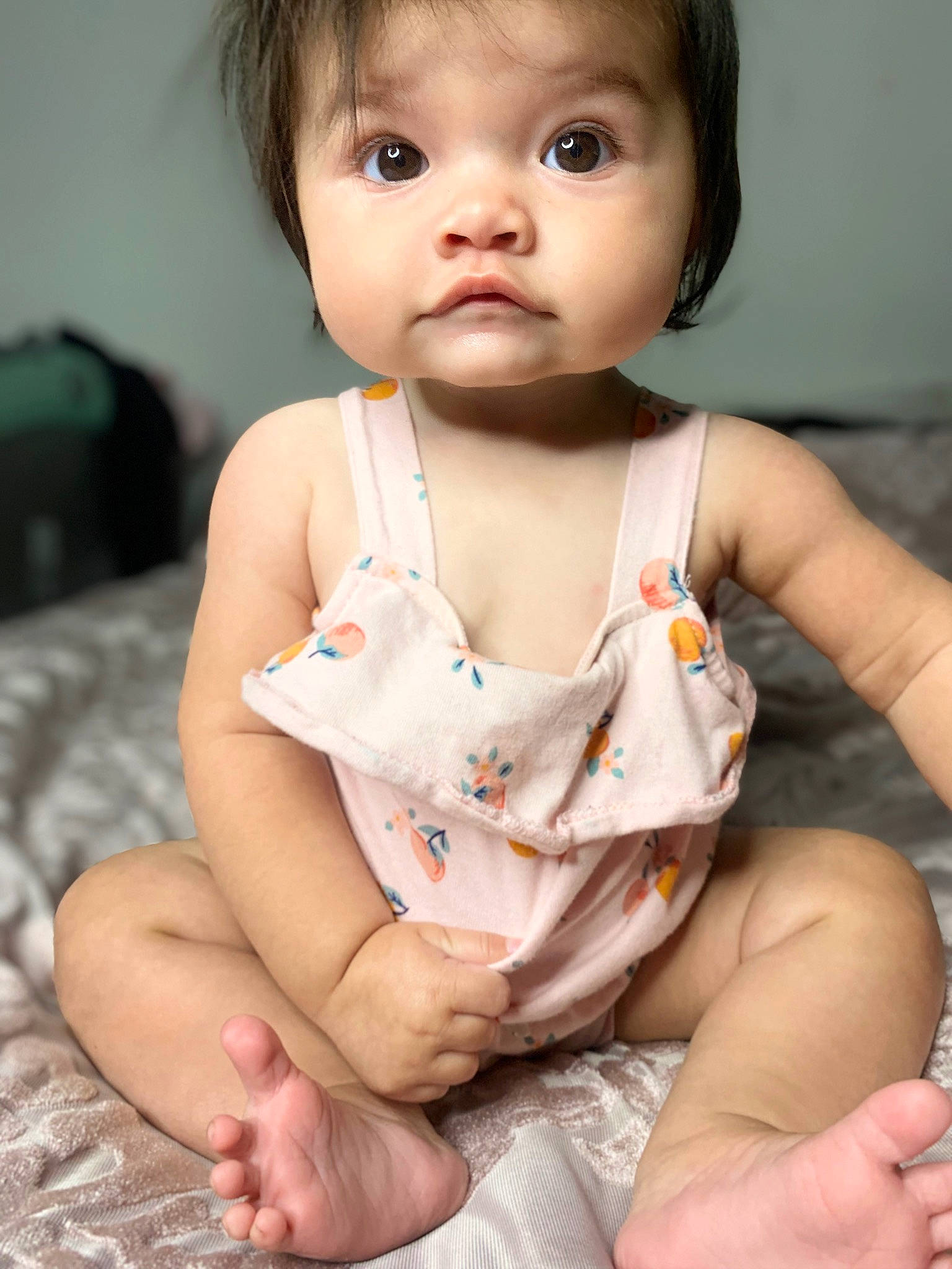 Aria Rose joined the competition — help win amazing prizes! baby, baby_toddler_clothing, cheek, dress, eye, facial_expression, finger, flash_photography, hand, happy, human_body, iris, joint, lip, neck, nose, person, skin, sleeve, toddler