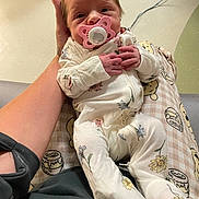 Arieanna joined the competition — help win amazing prizes! baby, blanket, child, comfort, cozy, cute, floral_pajamas, hand, holding, indoor, infant, newborn, pacifier, person, portrait, resting, sleepwear, soft, toddler, winnie_the_pooh