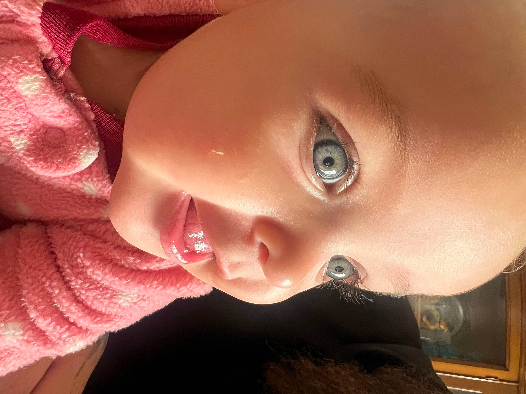 Autumn is registered to the contest to win money with this photo: cheek, child, close_up, dress, ear, eyebrow, eyelash, flash_photography, forehead, fun, happy, human_body, iris, jaw, lip, nose, person, skin, smile, toddler