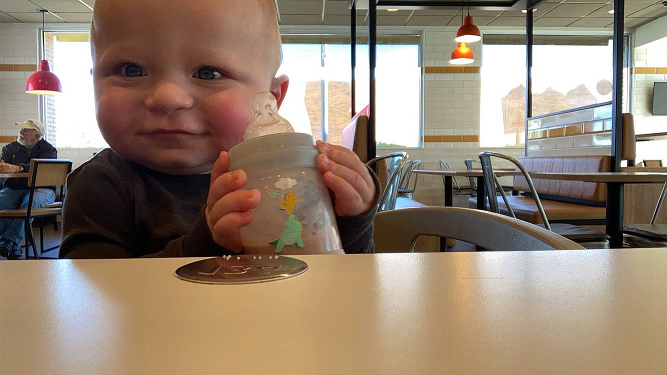 David joined the competition — help win amazing prizes! baby, chair, child, comfort_food, cuisine, cup, dessert, drink, drinkware, finger, food, fun, glass, leisure, person, plate, smile, sweetness, table, tableware