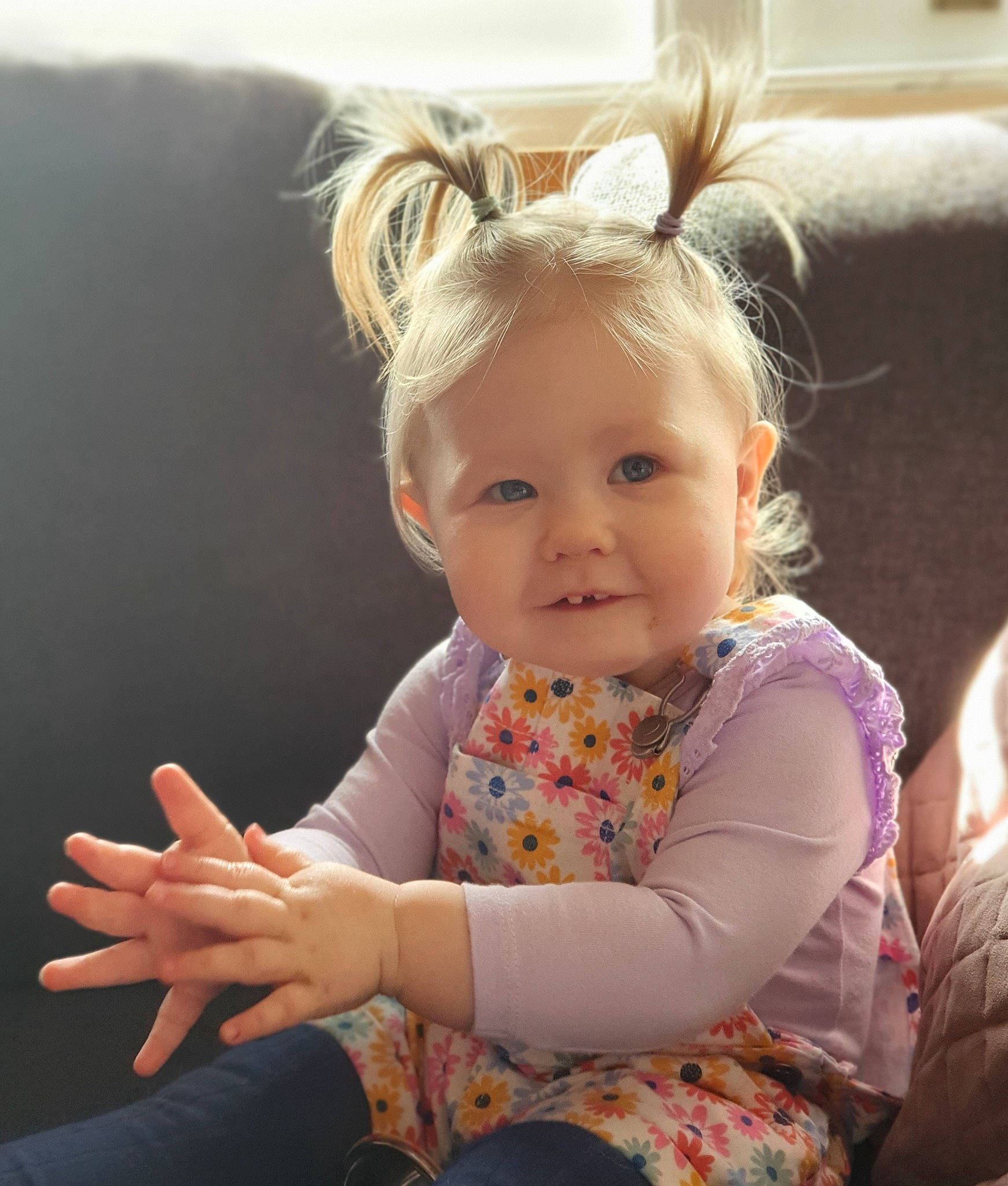 Annabell joined the competition — help win amazing prizes! baby, baby_toddler_clothing, blond, cheek, child, chin, comfort, ear, eye, face, fun, gesture, happy, head, iris, leisure, person, sitting, skin, smile