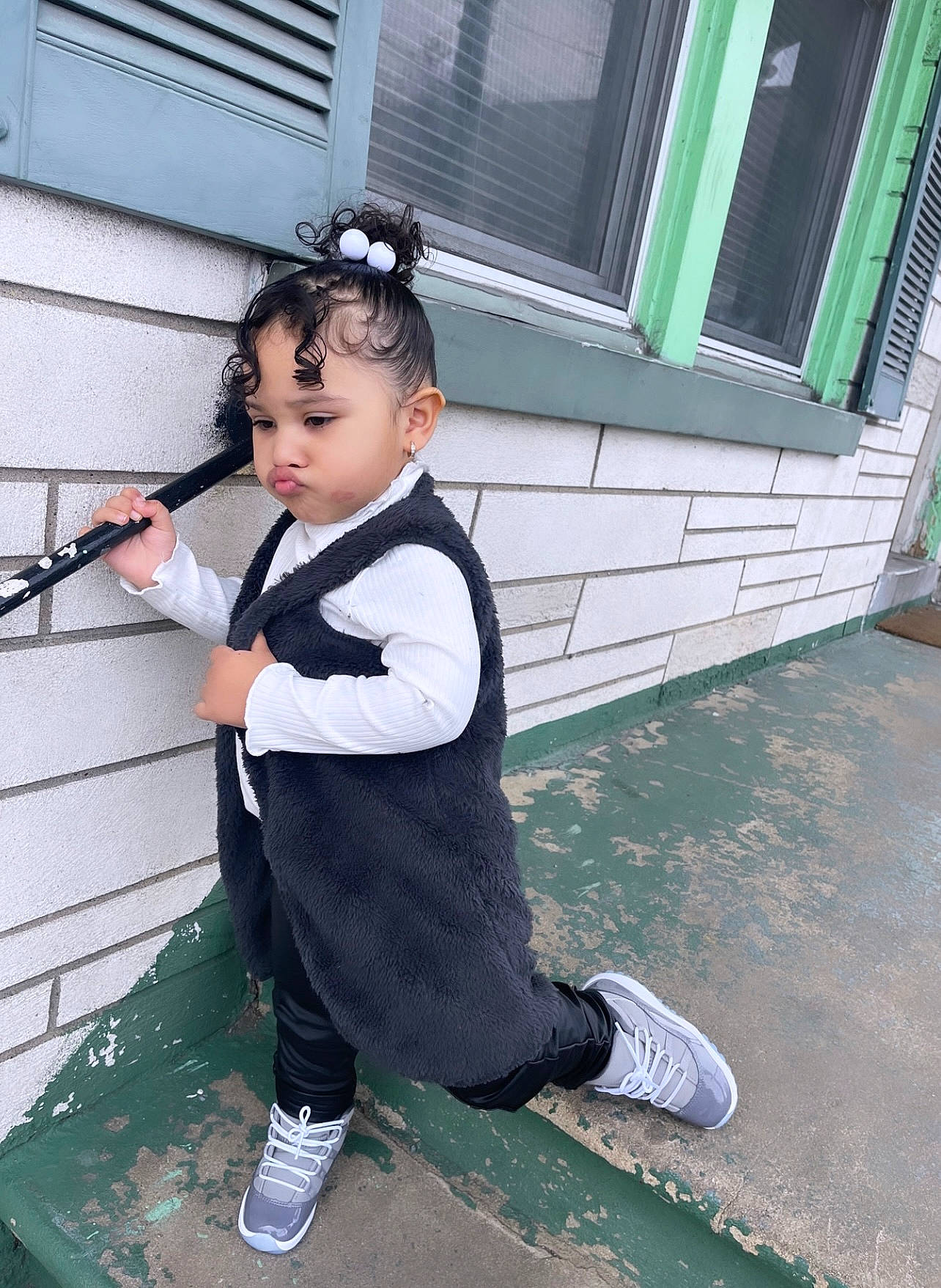 Avianni Celine joined the competition — help win amazing prizes! audio_equipment, baby_toddler_clothing, black_hair, child, cool, costume, eyewear, fashion_accessory, formal_wear, happy, person, personal_protective_equipment, shoe, sitting, sleeve, sneakers, t_shirt, toddler, uniform, wind_instrument