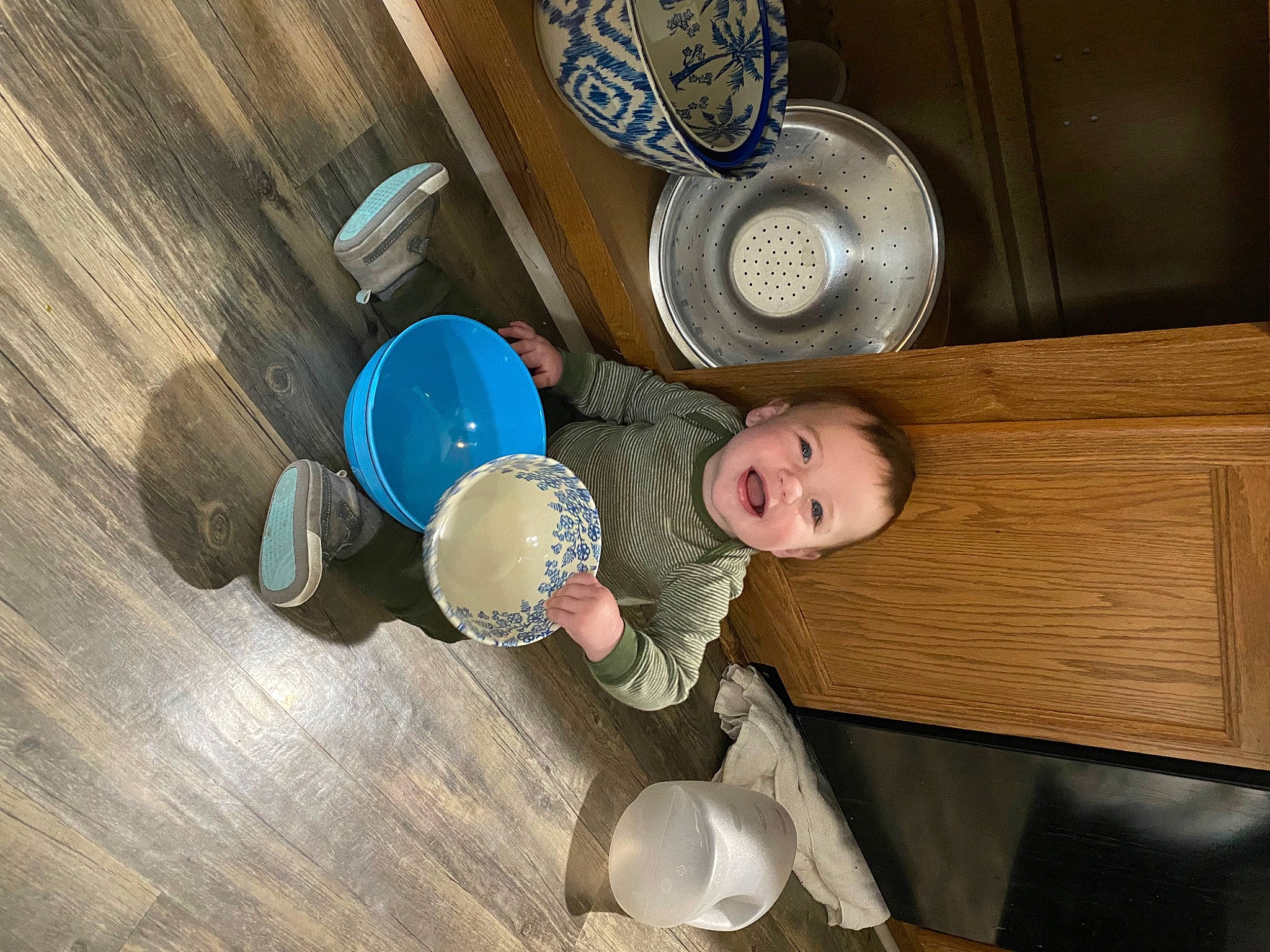 Caspian joined the competition — help win amazing prizes! baby, baby_products, ceiling, child, circle, dishware, flooring, hardwood, mechanical_fan, person, plastic, room, serveware, table, tin, toddler, varnish, wood, wood_flooring, wood_stain