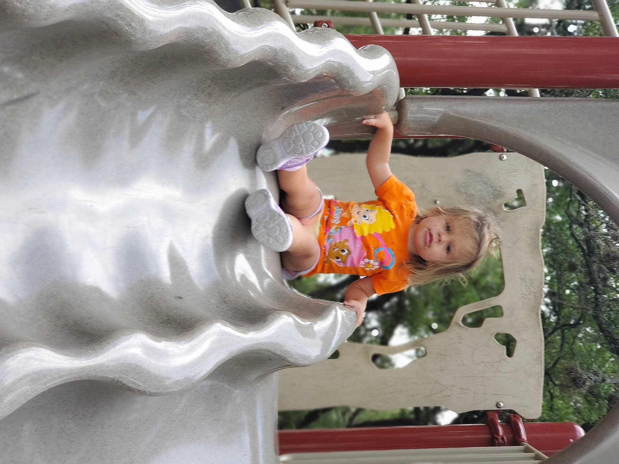 Peighton is registered to the contest to win money with this photo: baby, child, outdoor_play_equipment, person, play, toddler, water