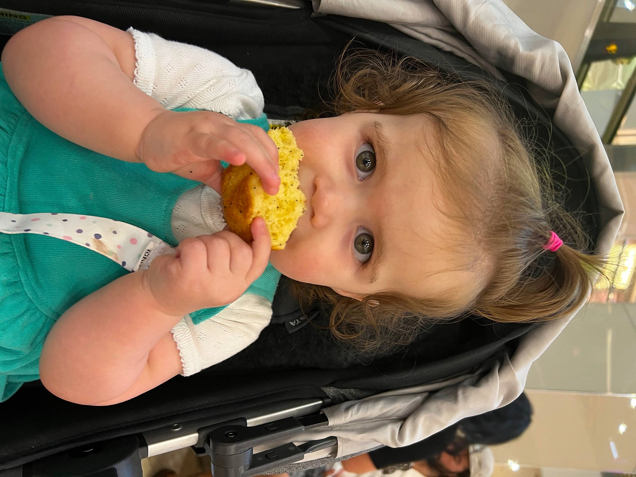 Charli joined the competition — help win amazing prizes! baby, baby_carriage, baby_products, baby_toddler_clothing, cheek, child, eyelash, fun, happy, iris, mouth, nail, people, person, sitting, skin, thumb, toddler