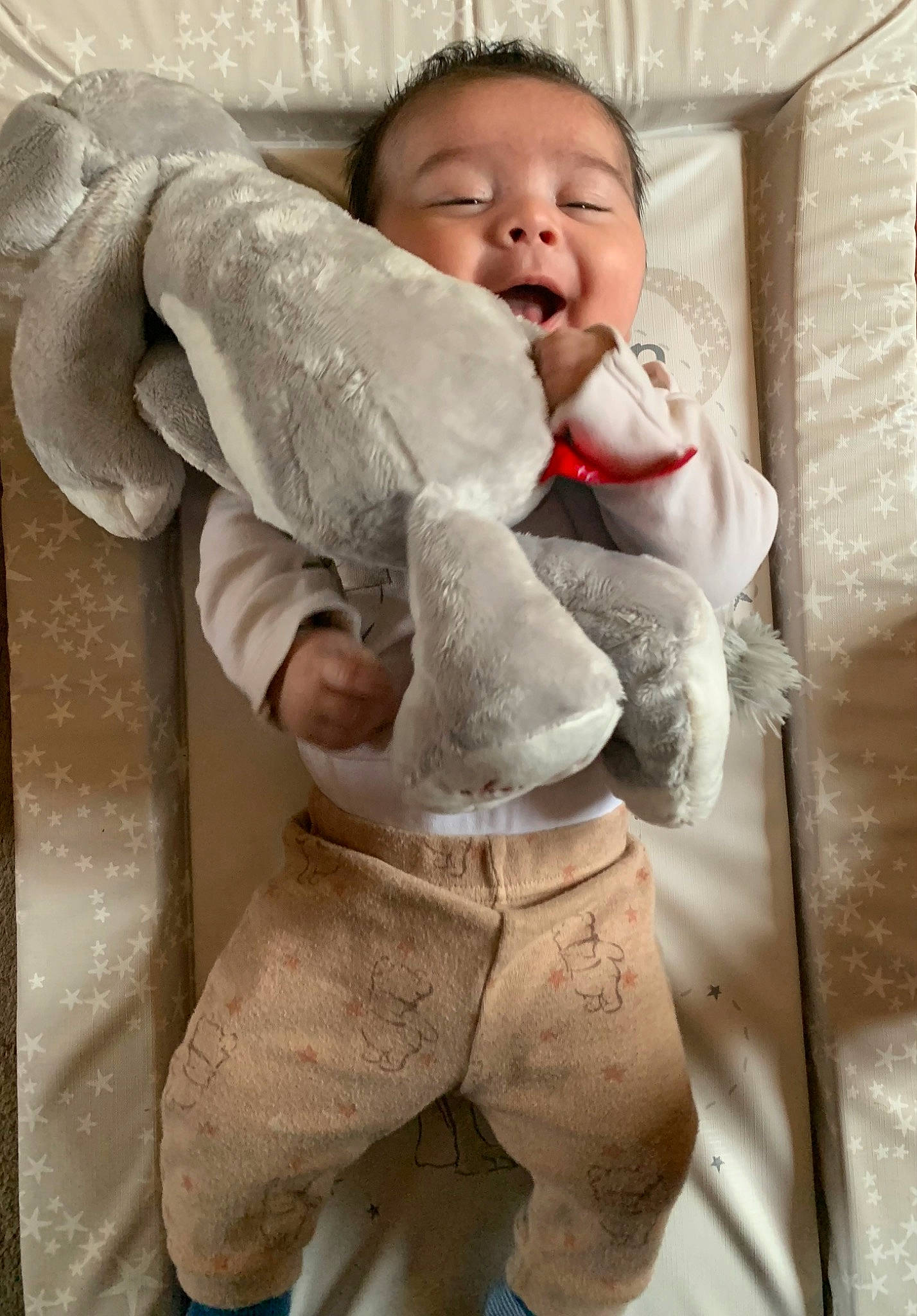 Ari is registered to the contest to win money with this photo: baby, baby_safety, baby_sleeping, baby_toddler_clothing, cheek, child, comfort, elbow, eye, fur, gesture, happy, head, knee, linens, person, skin, sleeve, textile, thumb