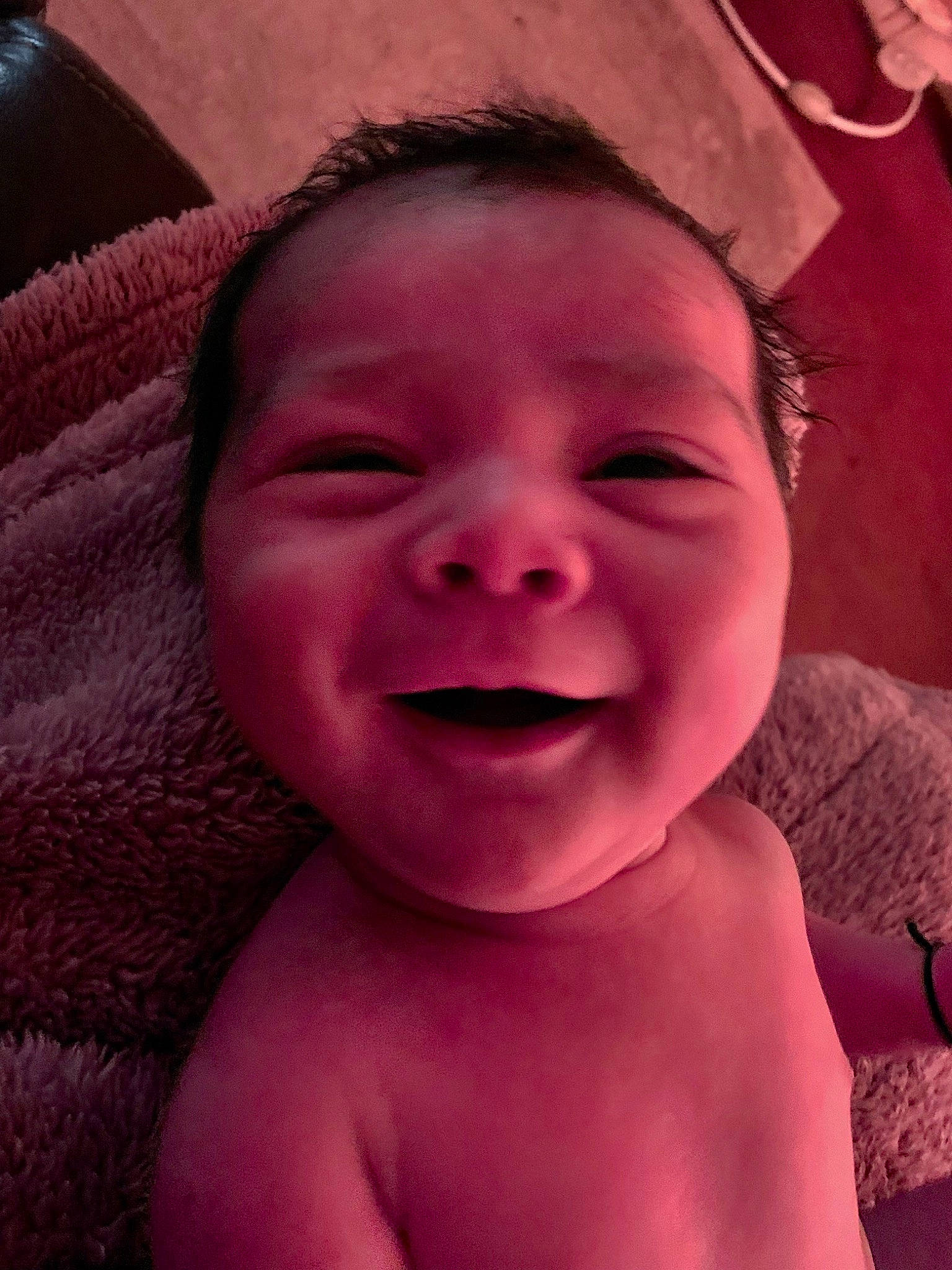 Ari is registered to the contest to win money with this photo: cheek, chin, eye, eyebrow, face, forehead, hair, hairstyle, happy, head, human_body, jaw, joy, lip, mouth, neck, nose, person, purple, skin