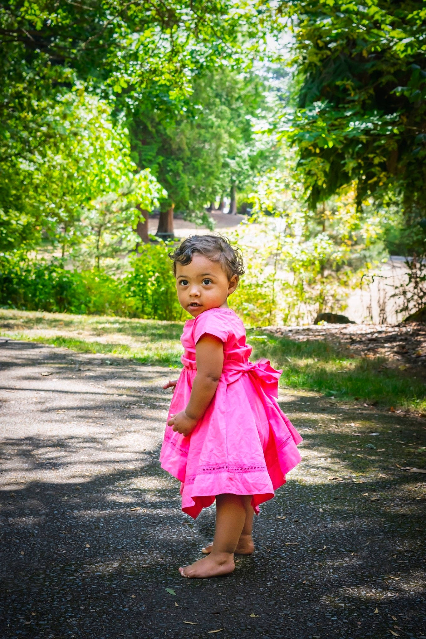 Freedom is registered to the contest to win money with this photo: beauty, botany, child, child_model, dress, grass, green, leaf, magenta, nature, people_in_nature, person, photograph, photography, pink, red, standing, summer, toddler, tree