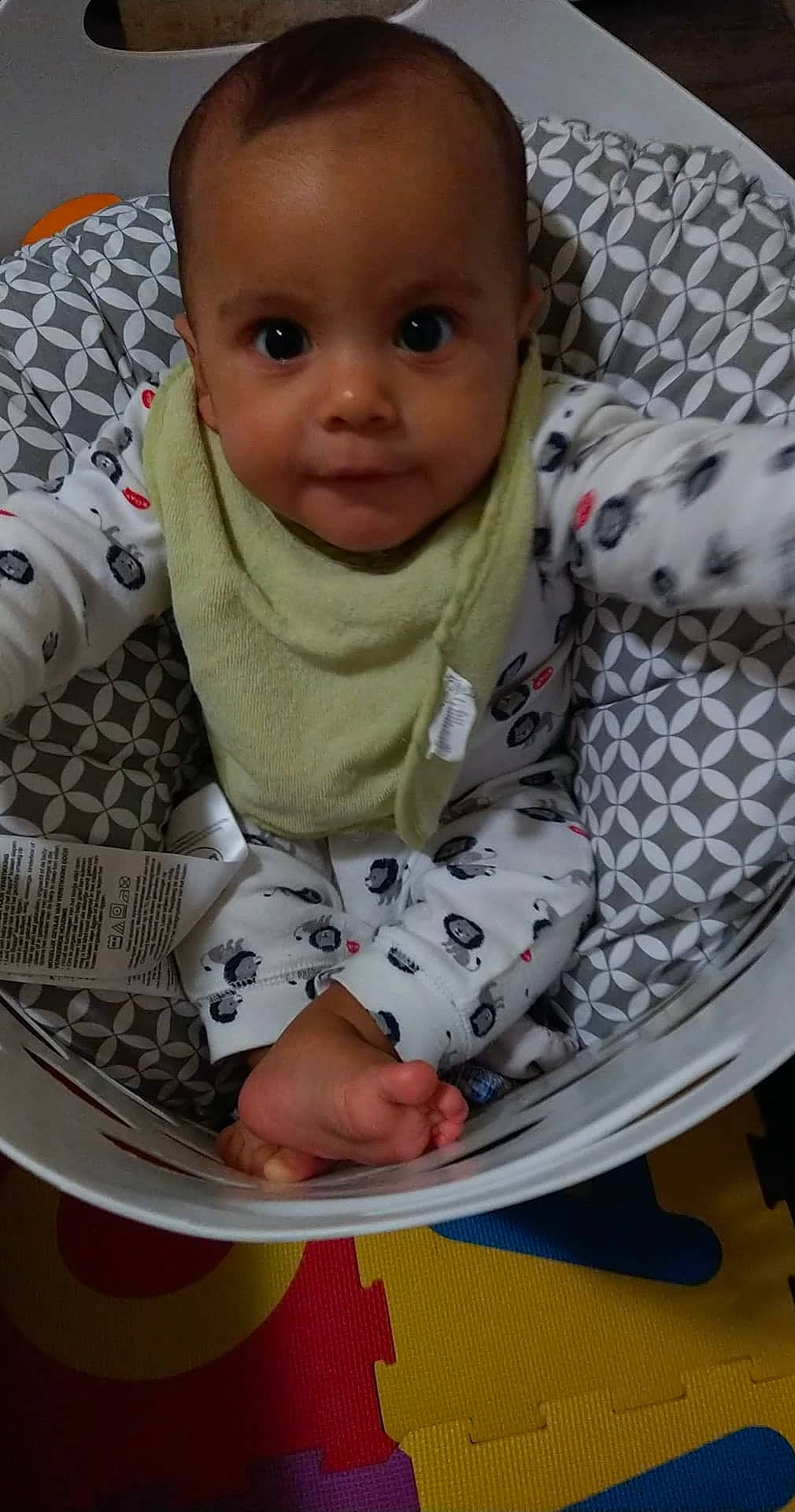 Amir joined the competition — help win amazing prizes! baby, baby_products, baby_safety, baby_toddler_clothing, cheek, child, circle, collar, comfort, flooring, happy, linens, pattern, person, sitting, sleeve, smile, textile, toddler