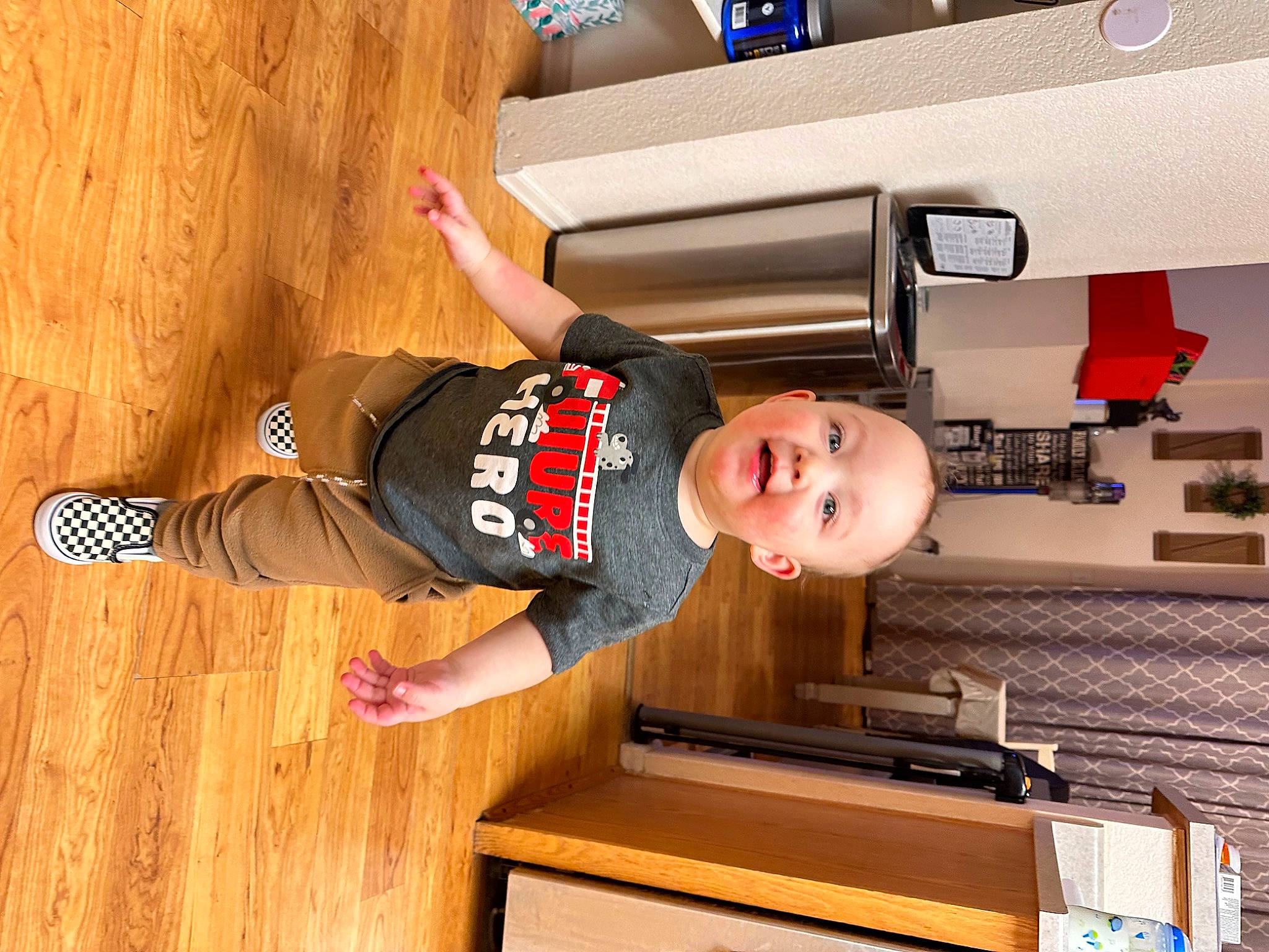 Oliver joined the competition — help win amazing prizes! child, flooring, fun, hardwood, home_appliance, house, knee, laminate_flooring, machine, orange, person, room, sportswear, t_shirt, toddler, varnish, wood, wood_flooring, wood_stain