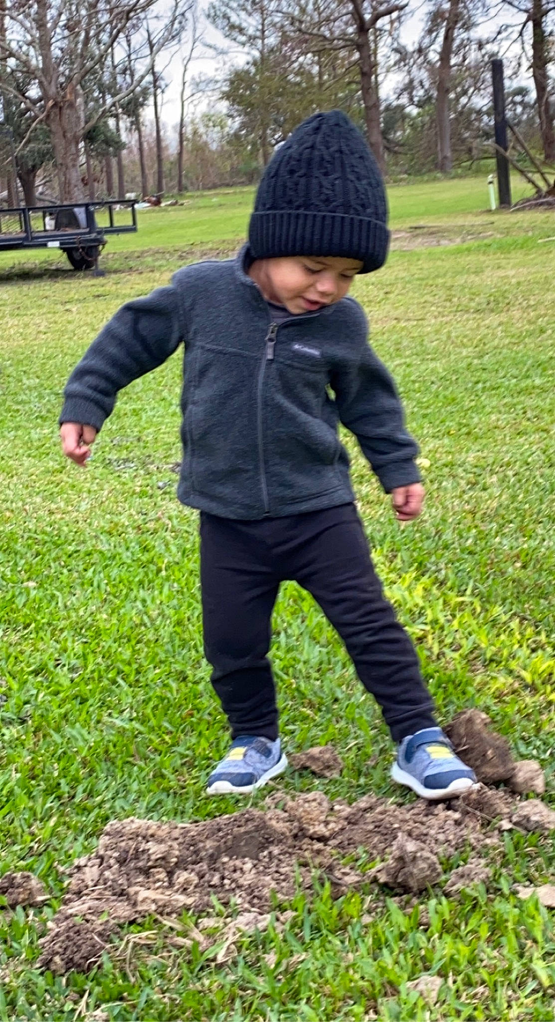 Ayden joined the competition — help win amazing prizes! botany, cap, child, footwear, fun, grass, grassland, groundcover, headgear, headwear, jacket, knit_cap, lawn, leaf, leisure, people_in_nature, person, plant, recreation, sleeve
