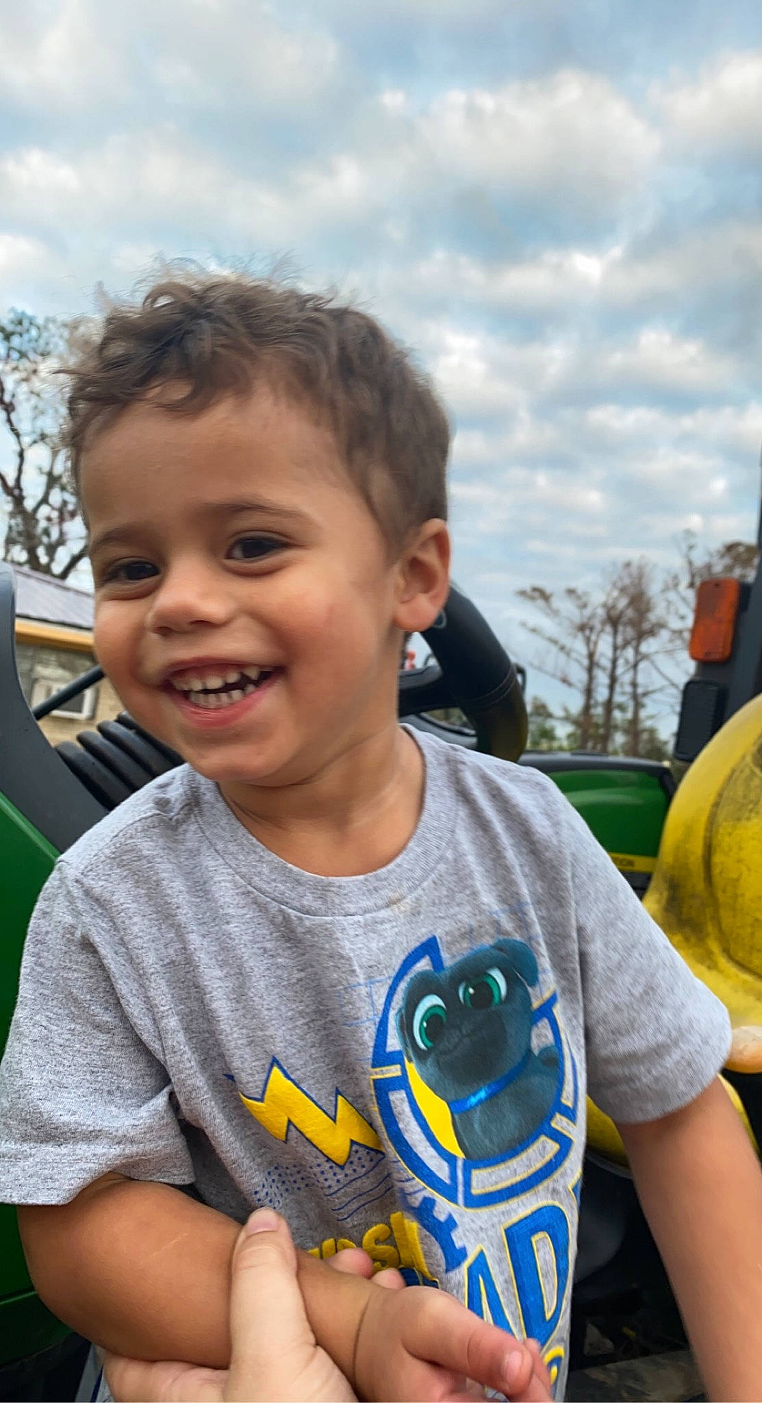 Ayden joined the competition — help win amazing prizes! child, cloud, cool, finger, fun, gesture, grass, hand, happy, joy, leisure, mouth, person, plant, recreation, sky, smile, t_shirt, toddler, tree