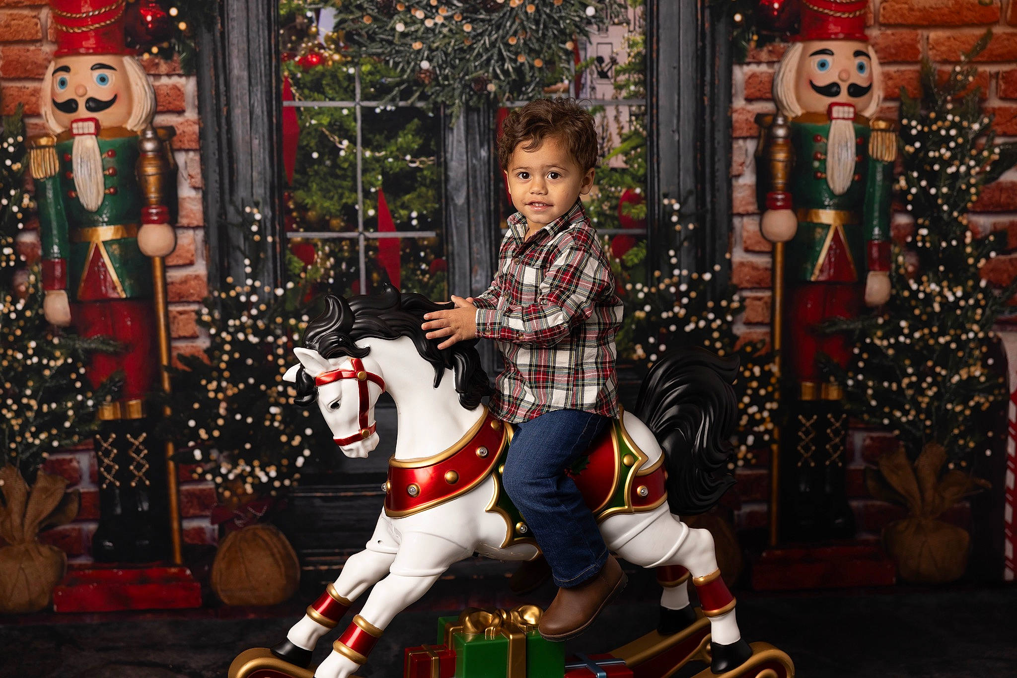 Ayden is registered to the contest to win money with this photo: beauty, child, christmas, christmas_decoration, christmas_ornament, christmas_tree, event, fun, happy, holiday, horse, ornament, people, person, photograph, red, snapshot, tire, toddler, wheel