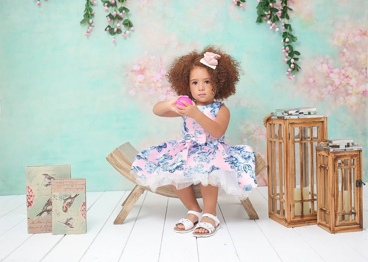 Flor joined the competition — help win amazing prizes! art, child, dress, fashion_design, happy, illustration, leisure, paint, painting, pattern, peach, people_in_nature, person, pink, room, sitting, toy, vintage_clothing, visual_arts, waist