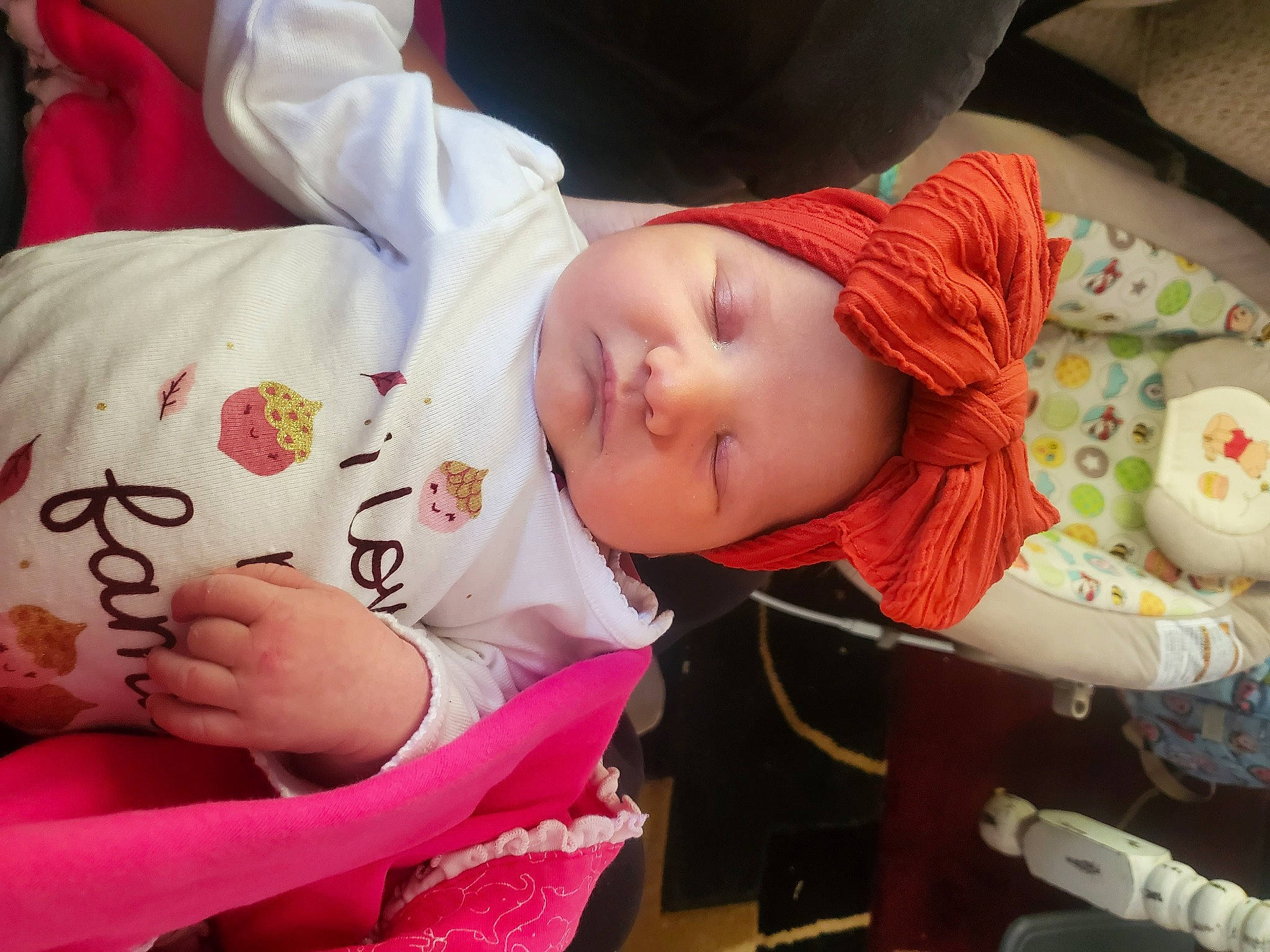 Alyson is registered to the contest to win money with this photo: baby, baby_products, baby_toddler_clothing, car_seat, cheek, child, clothing, comfort, fun, happy, headwear, mouth, nap, nose, person, room, sitting, skin, sleep, sleeve