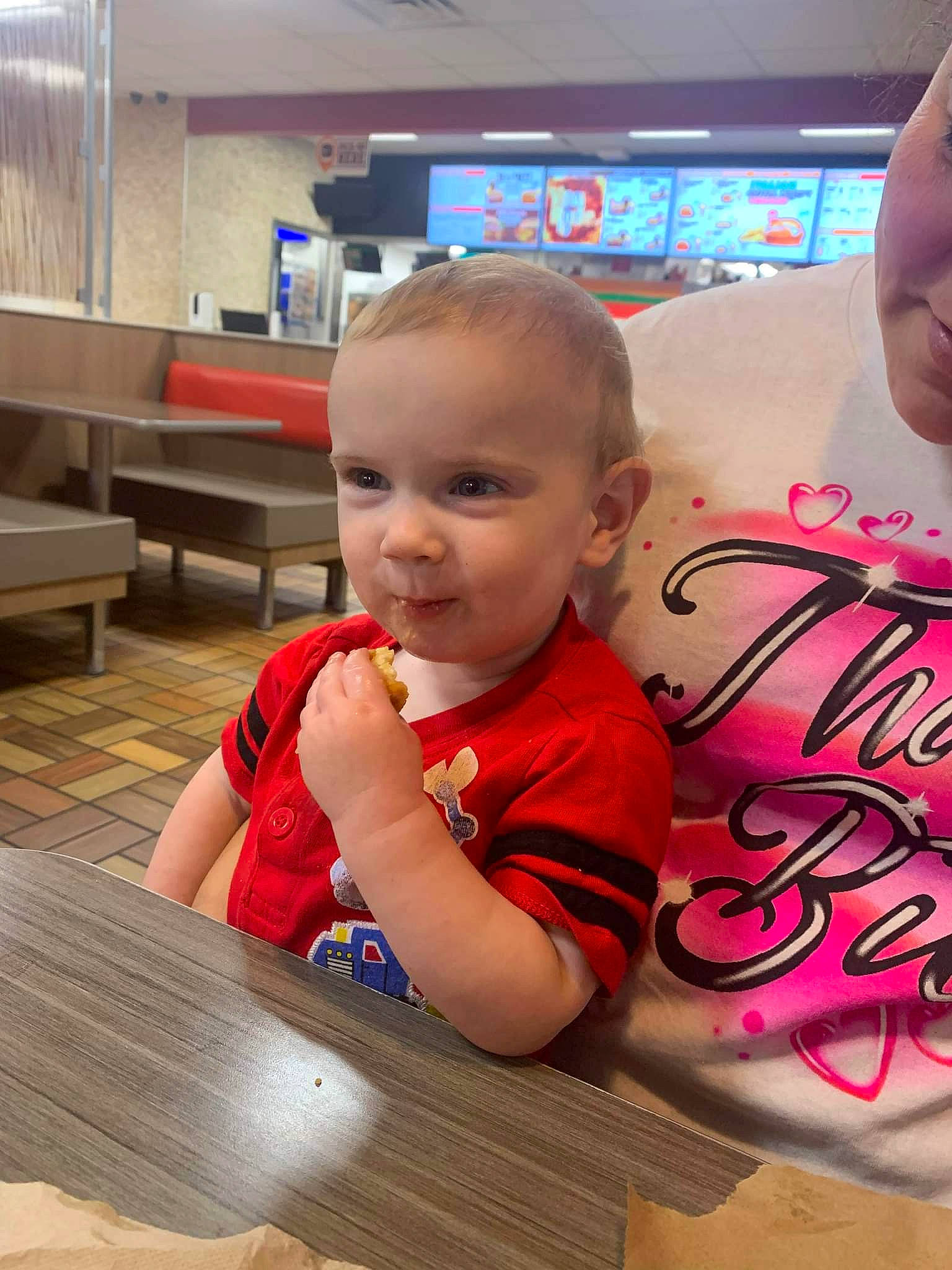 Braylen is registered to the contest to win money with this photo: art, baby, baby_toddler_clothing, chair, child, flooring, fun, happy, hardwood, leisure, person, sitting, skin, t_shirt, table, television, temporary_tattoo, toddler, vacation, visual_arts