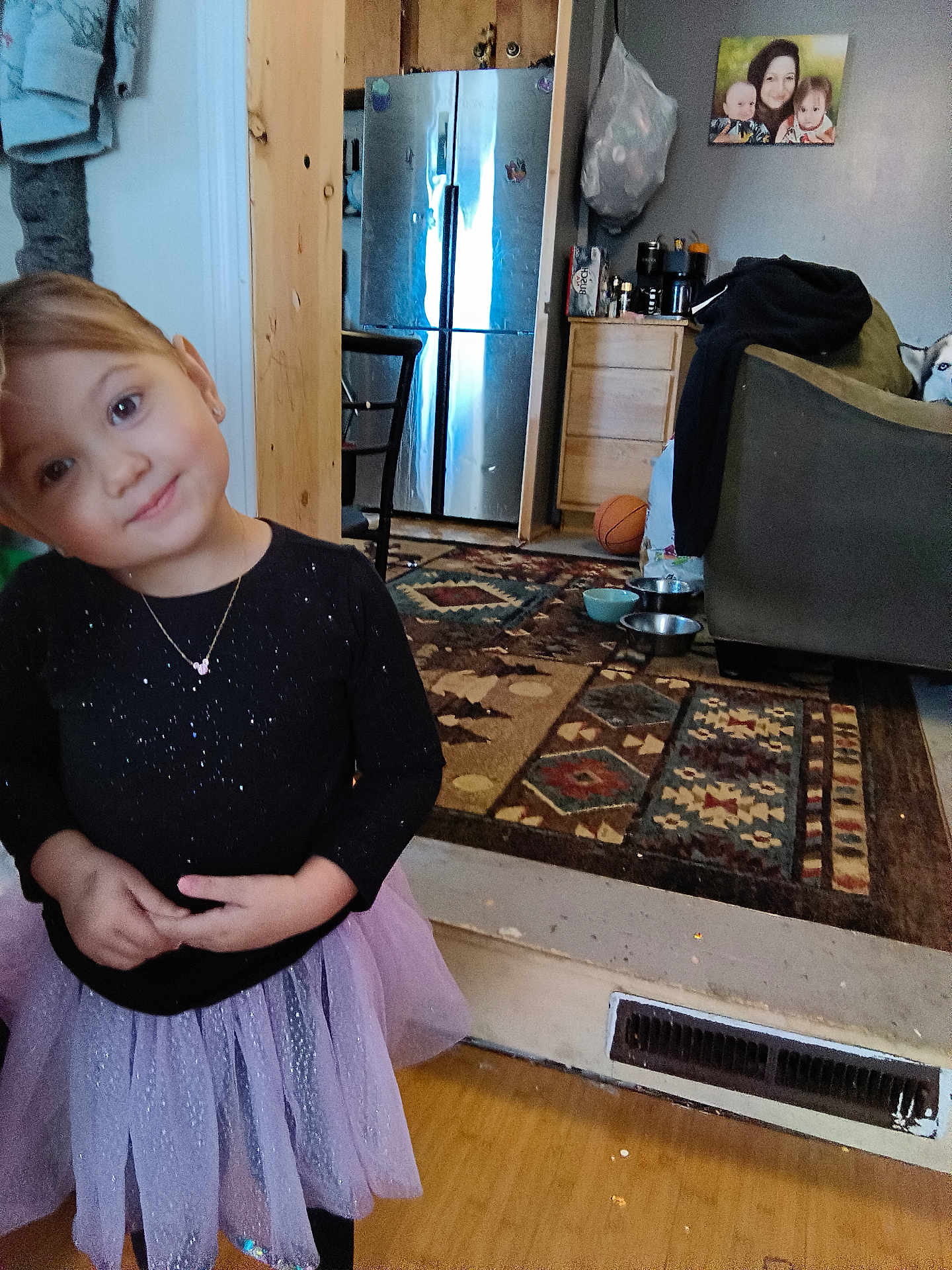 Millianna is registered to the contest to win money with this photo: accessories, appliance, bag, ball, basketball, basketballball, child, couch, device, electricaldevice, female, furniture, girl, handbag, jewelry, necklace, person, refrigerator, sport, wood