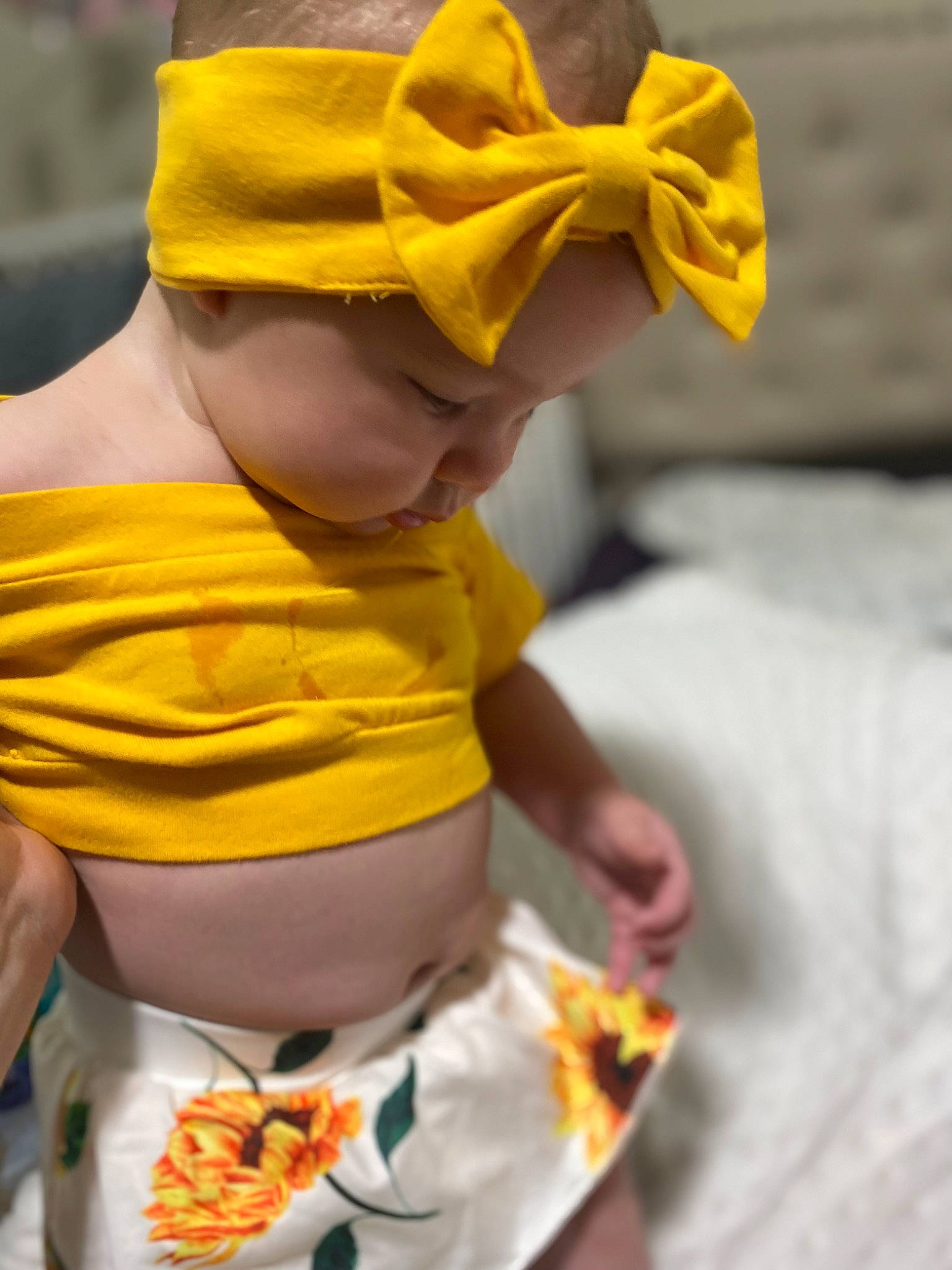 Victoria joined the competition — help win amazing prizes! baby, baby_products, baby_toddler_clothing, child, costume, event, fashion_accessory, finger, fun, happy, hat, hood, jewellery, orange, peach, person, photograph, sleeve, toddler, white